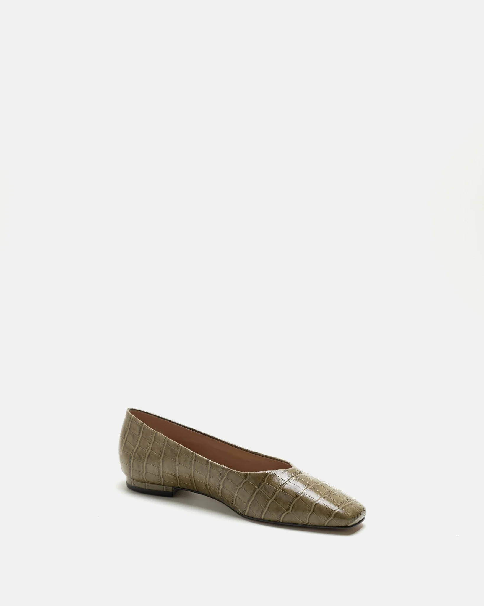 BALLERINES KAMIL/CROC - En cuir croco kaki