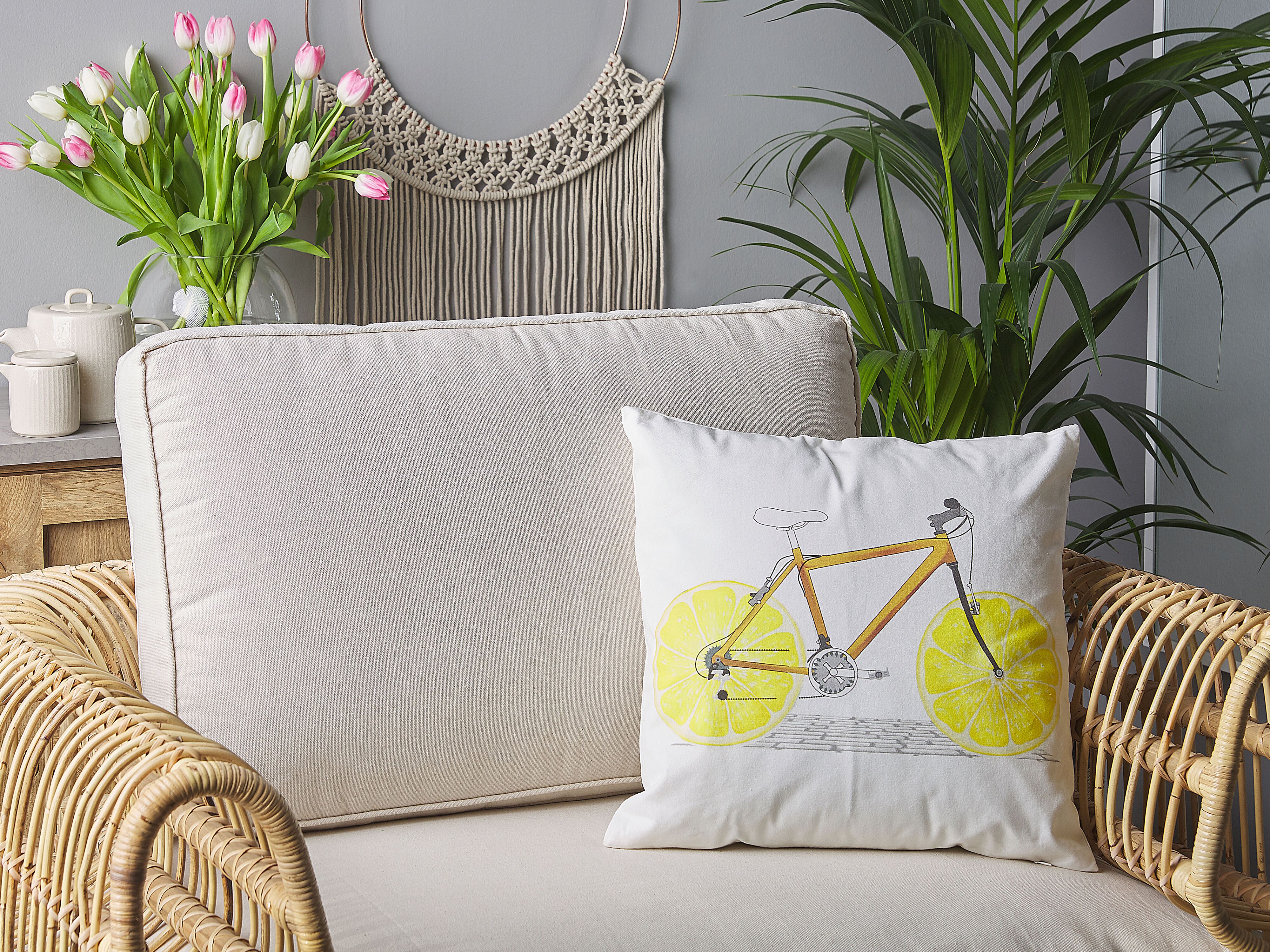Set of 2 Decorative Cushions RUSCUS Cotton 45 x 45 cm White Abstract Pattern