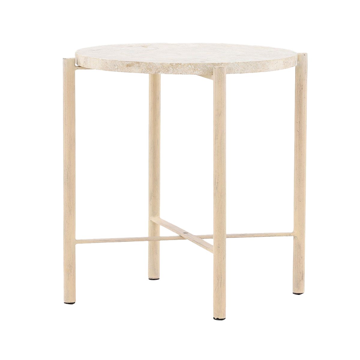 Nest living Thora Ronde Bijzettafel met Stenen Blad - Beige - Ø 40cm