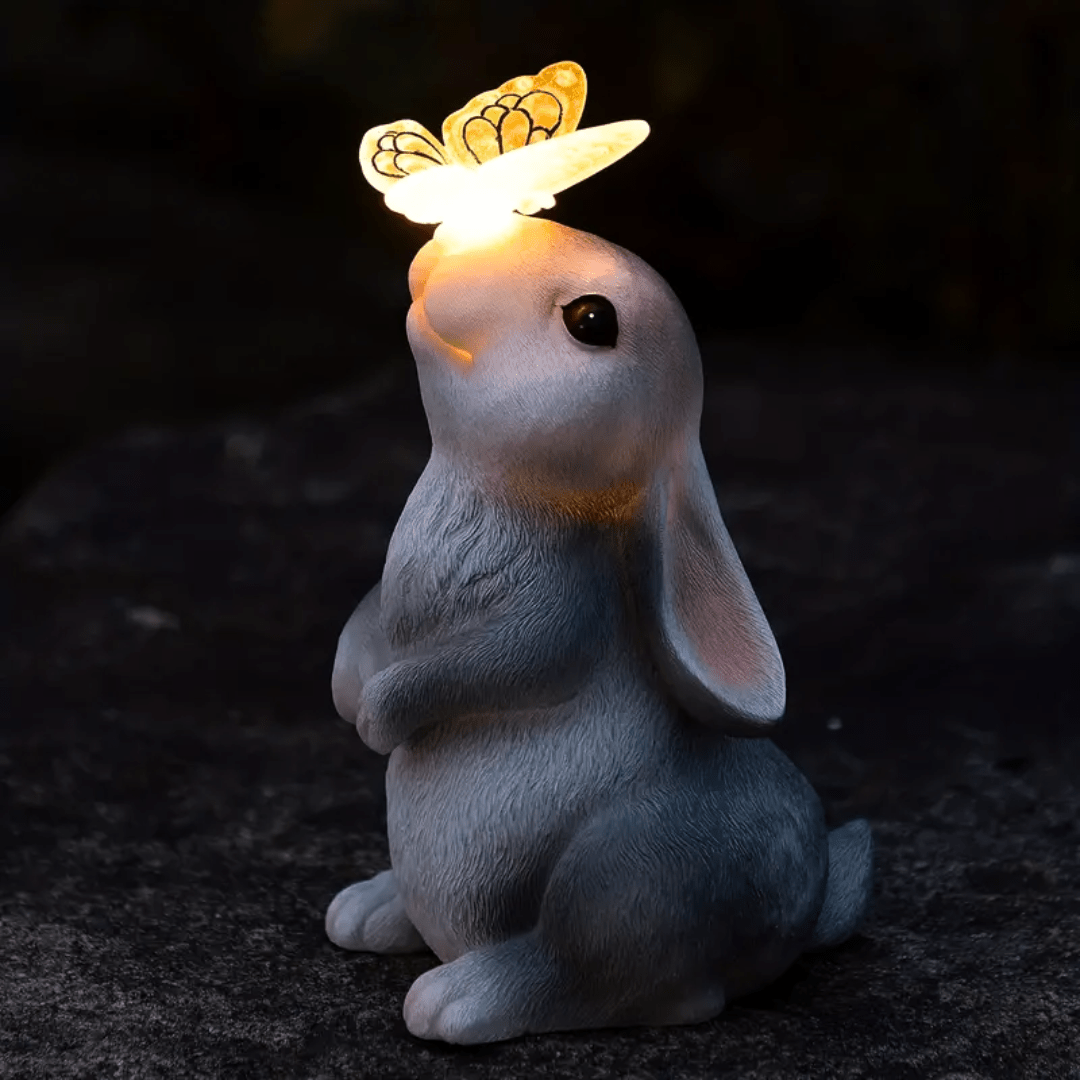 BunnyGlow - Solar Tuinlamp met Schattig Konijntje - Zonnelamp met Betoverende Vlinder