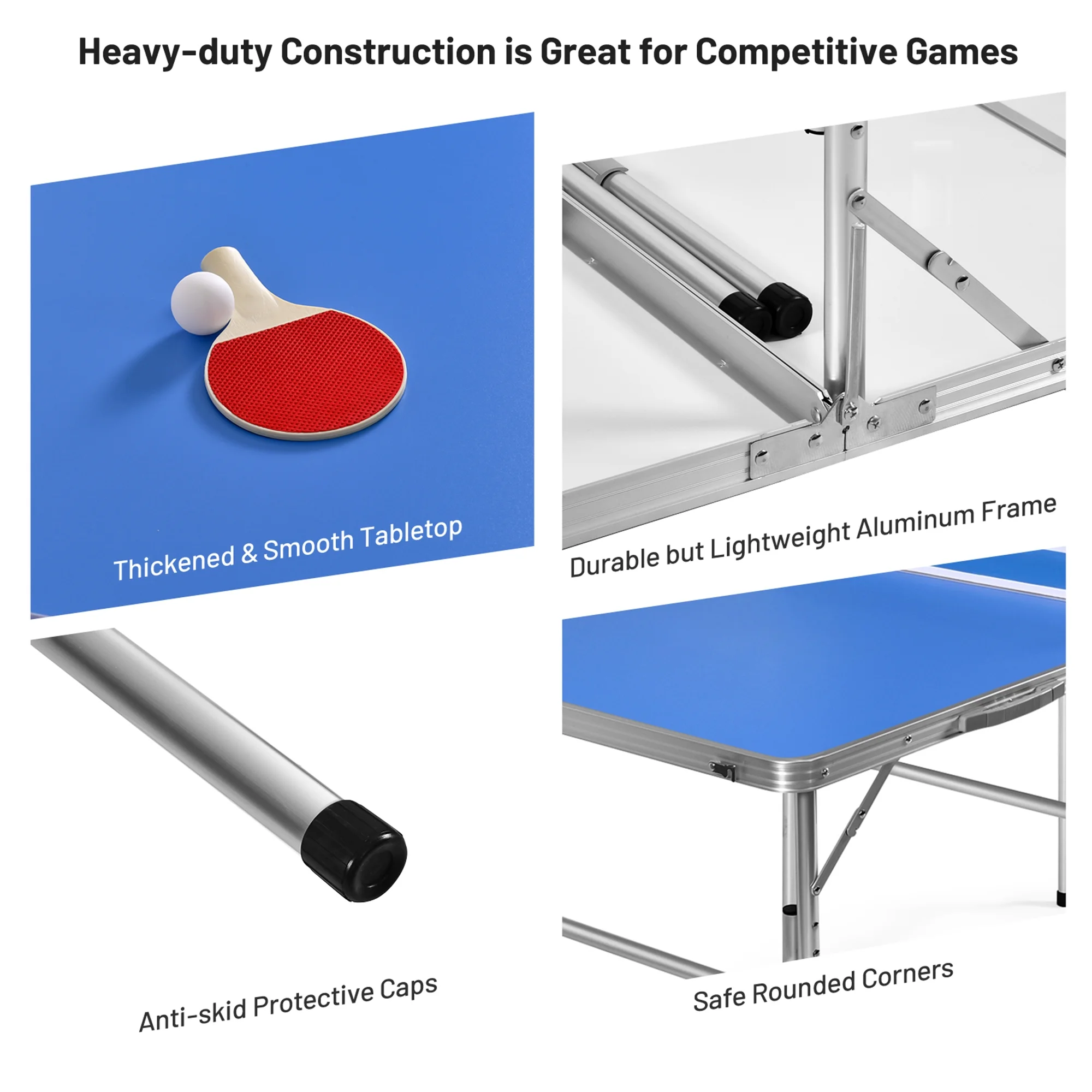 Gymax Folding Table Tennis Table Portable Ping Pong Table w/ 2 Paddles & 2 Balls - Image 8