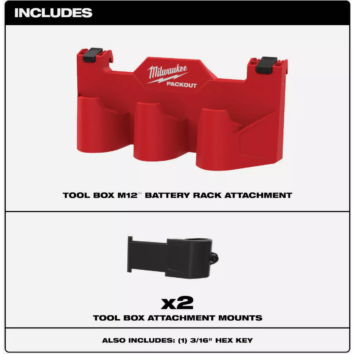 Milwaukee PACKOUT Tool Box M12 Battery Rack Attachment