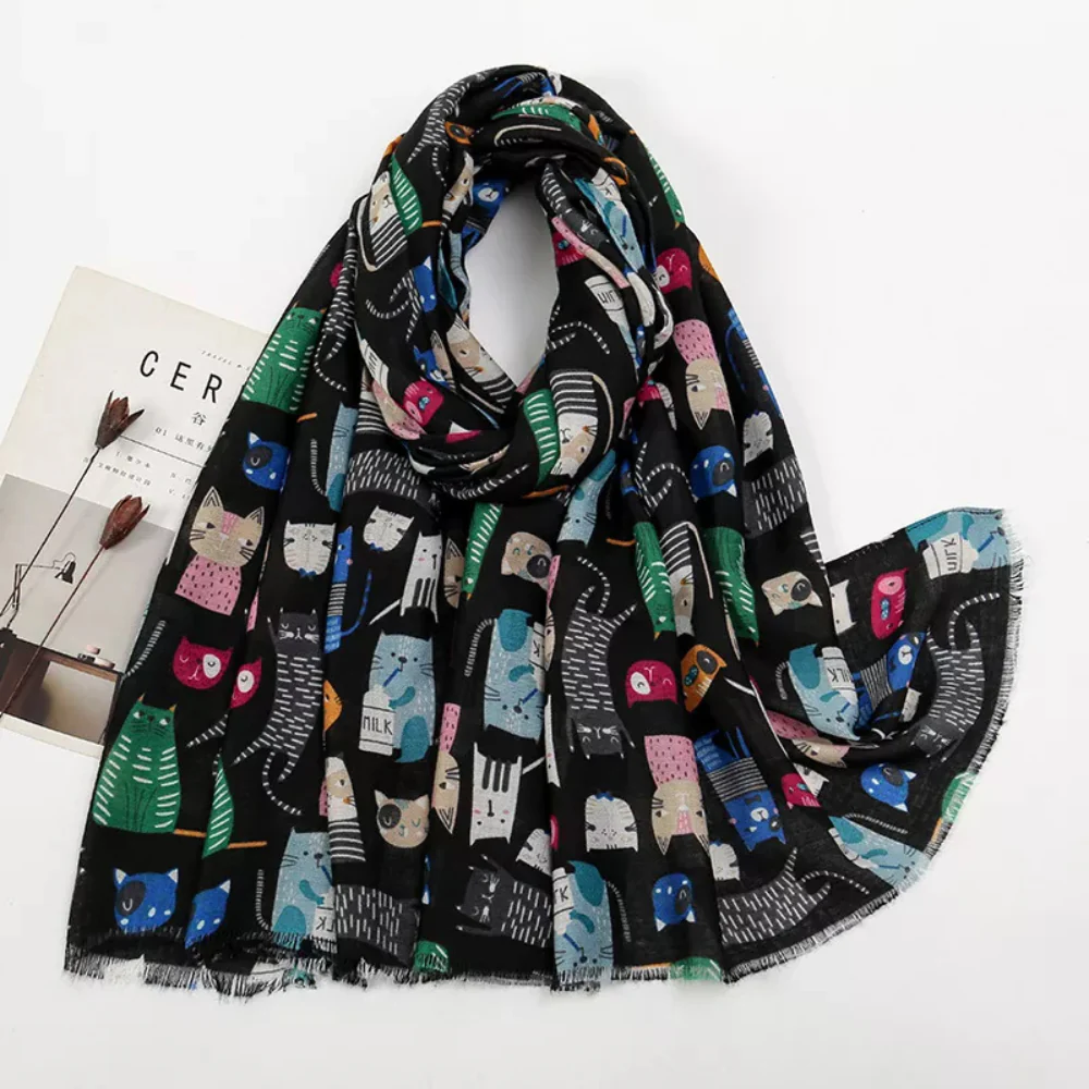 Cat Print Lightweight Scarf - ZKZOOK