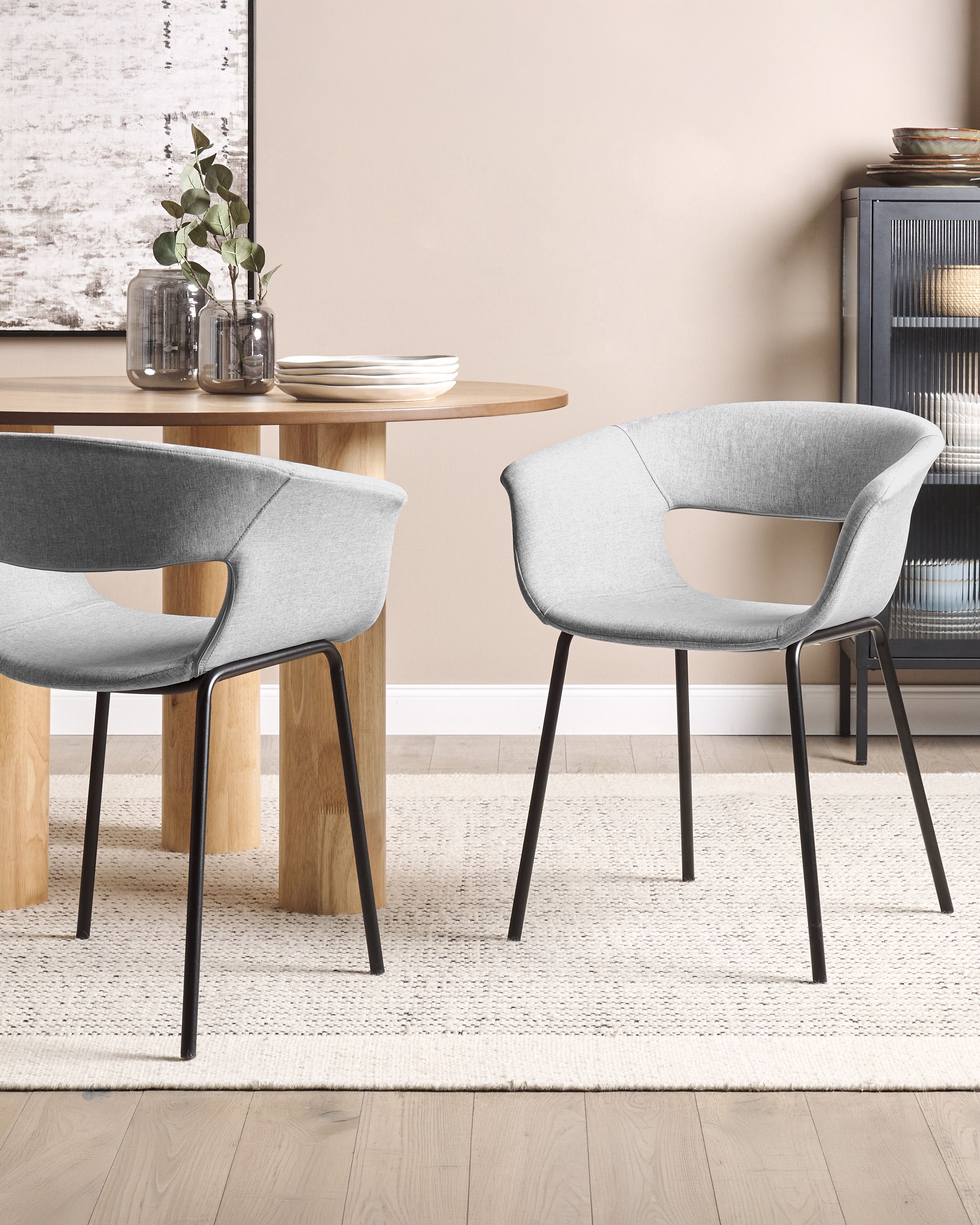 Set of 2 Dining Chairs ELMA Fabric Light Grey