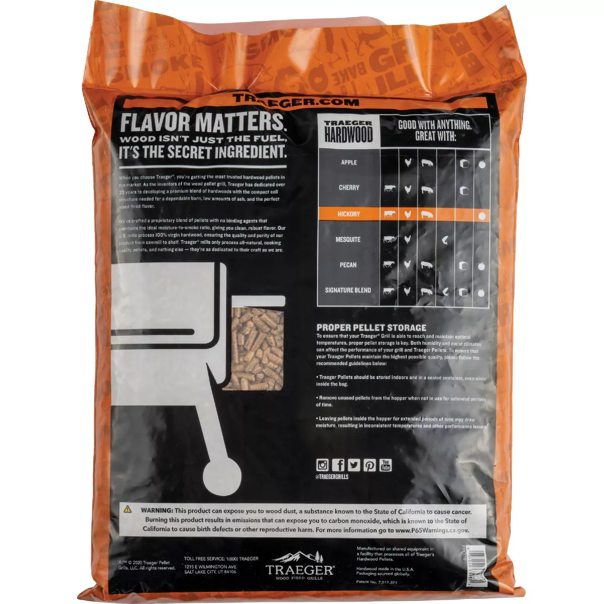 Traeger 20 Lb. Hickory All-Natural Wood Grilling Pellets