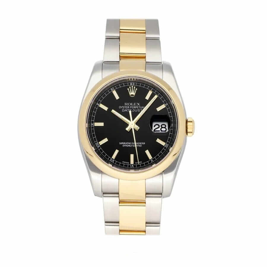 Rolex Datejust Yellow Gold Black Dial 116203 Oyster Replica - Elite Watch Atelier