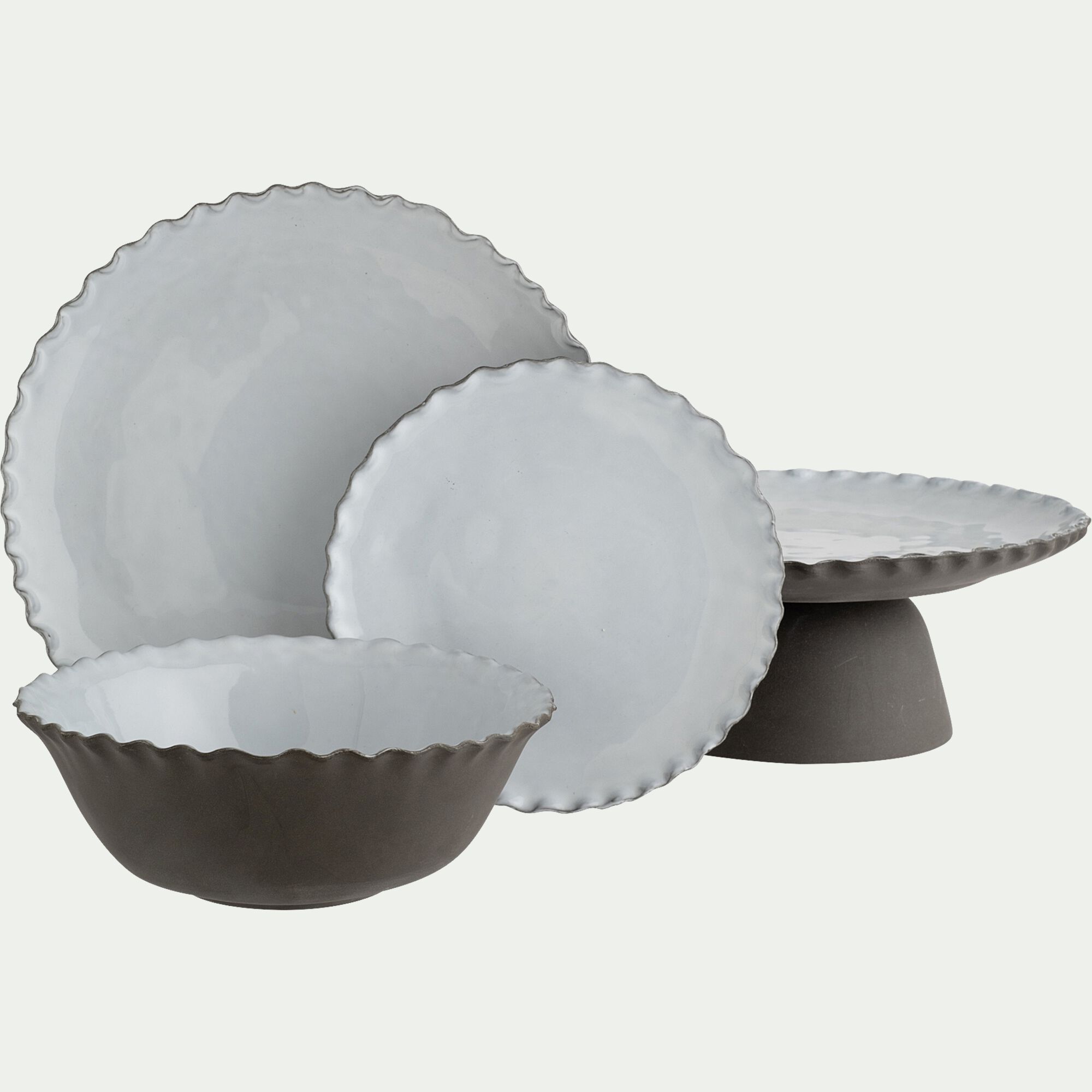 ONDULA - Assiette plate en grès D28cm - blanc