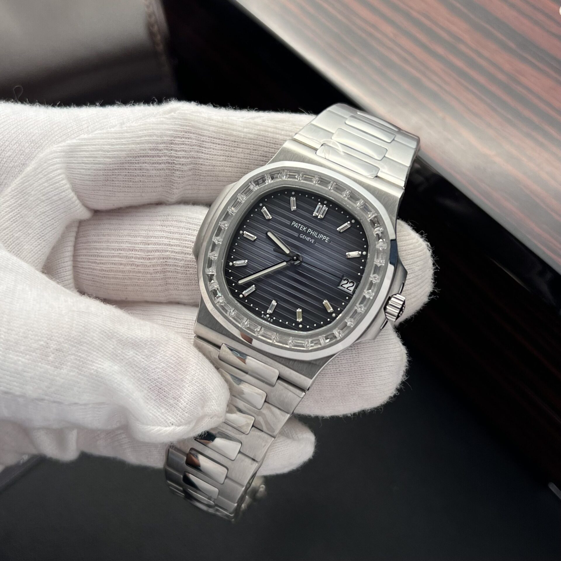 Patek Philippe Nautilus 5723 Replica 11 Watch Blue Dial With Diamond Bezel 40mm - Elite Watch Atelier