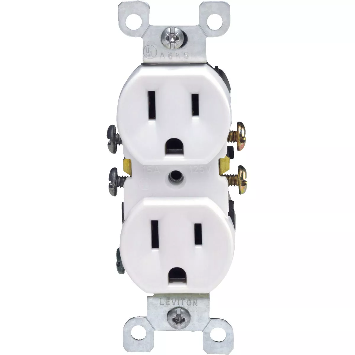 Leviton 15A White Shallow Grounded 5-15R Duplex Outlet