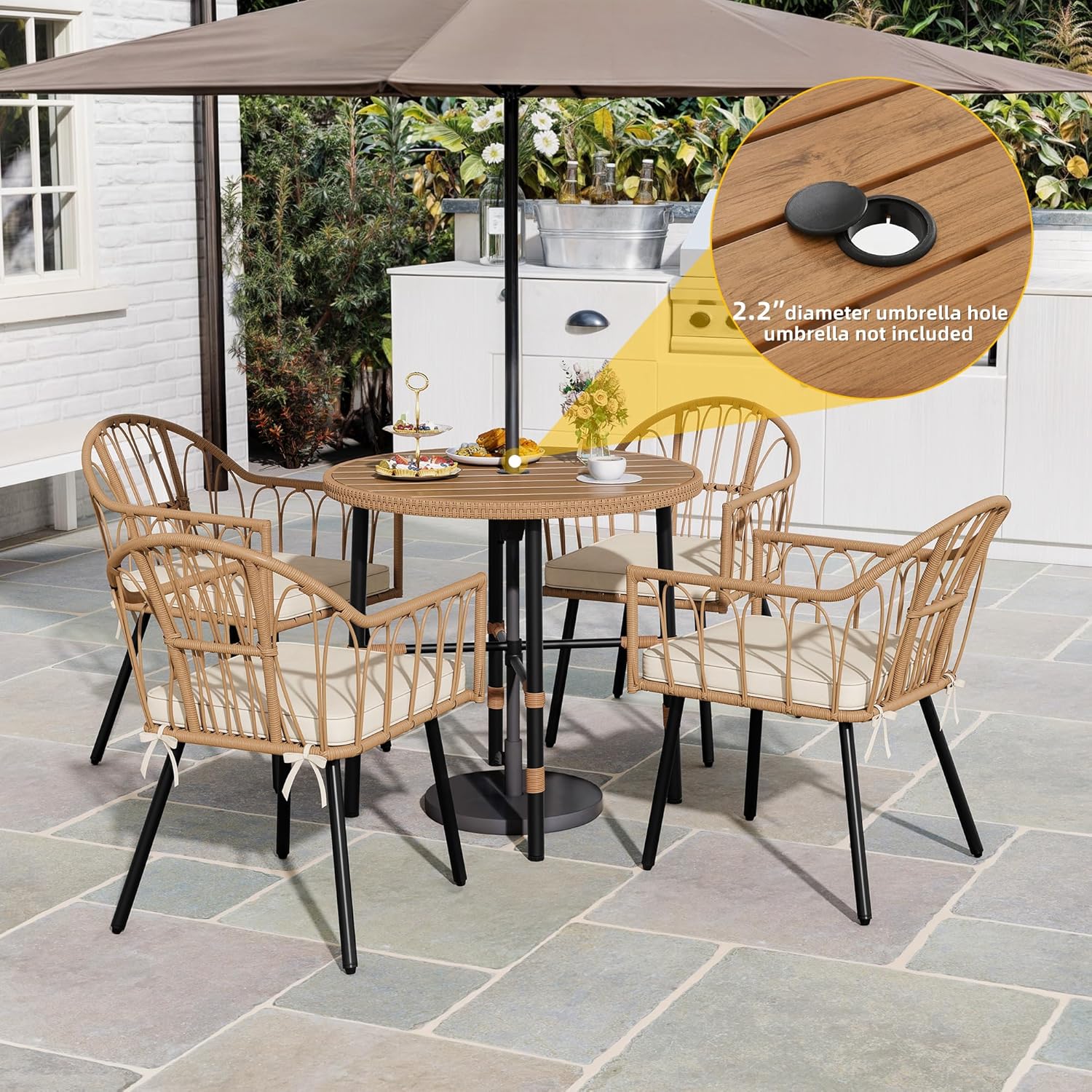 DWVO Outdoor Patio Dining Table Round for 4 35.4