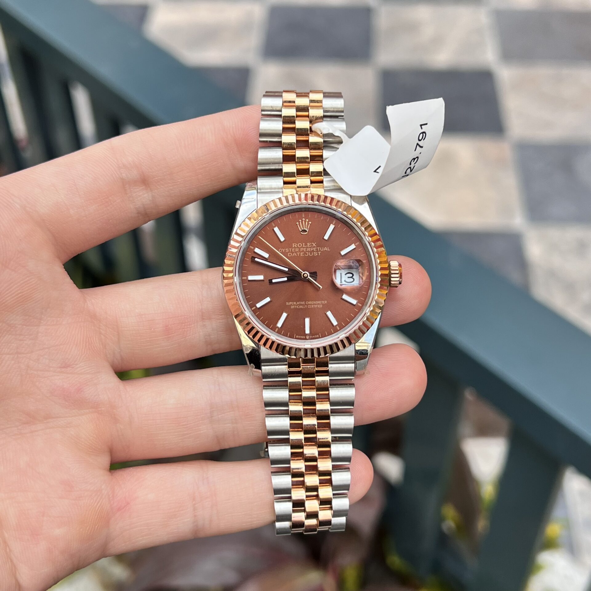 Rolex DateJust Gold Wrapped Chocolate Dial Replica Watch Luminous Markers GMF 36mm - Elite Watch Atelier
