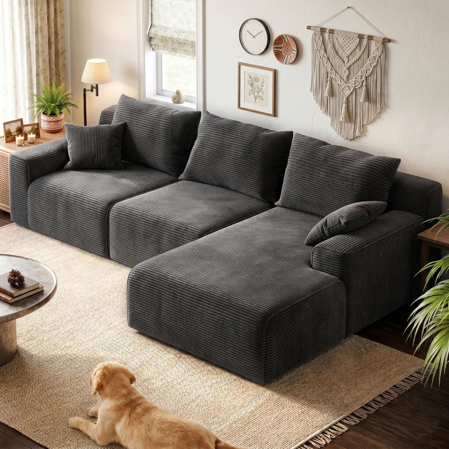 Homkdom Boneless Modular Sectional Couch, Cloud Couch L-Shaped Sofa with 61.5