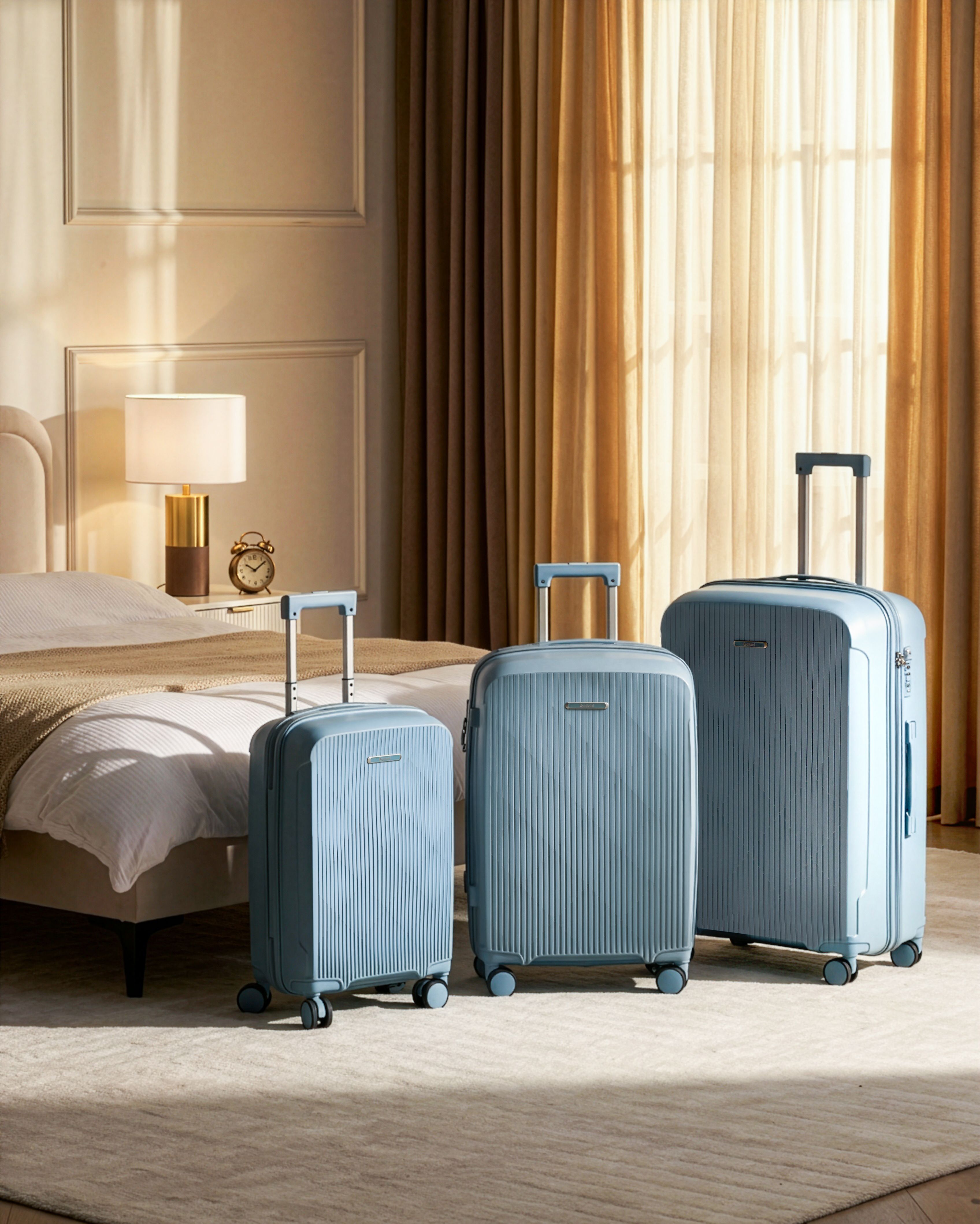Set of 3 Hard Shell Suitcases TONSAI Blue