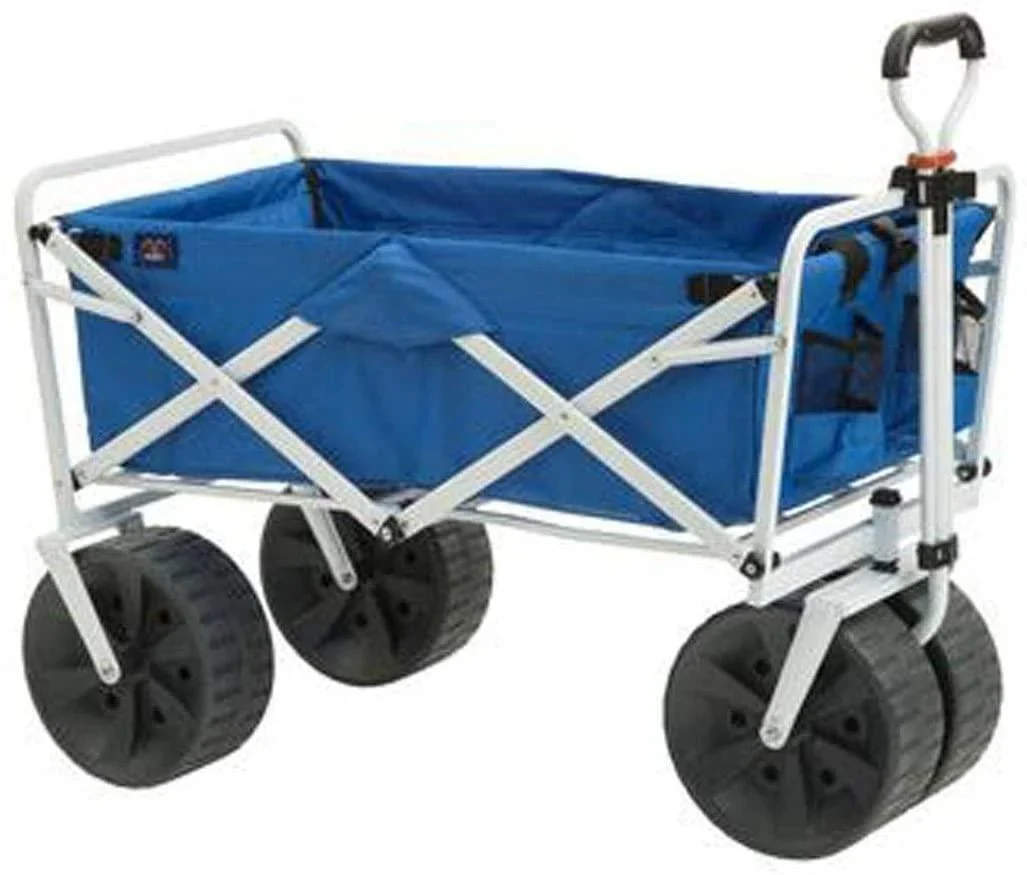 Mac Sports Heavy Duty Collapsible Folding All Terrain Utility Beach Wagon Cart, Blue/Black - Image 6 Mac Sports Heavy Duty Collapsible Folding All Terrain Utility Beach Wagon Cart, Blue/Black - Image 6
