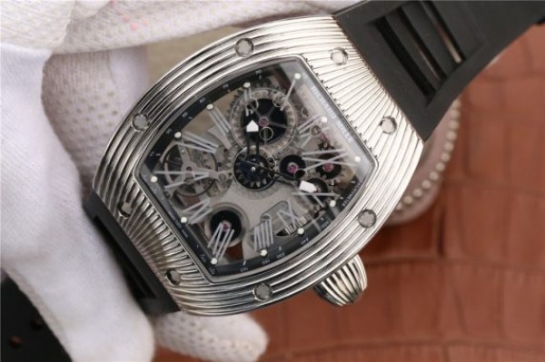 Replica Richard Mille RM018 Hommage a Boucheron SS Black Skeleton Dial Black Rubber Strap 6T51 - Elite Watch Atelier