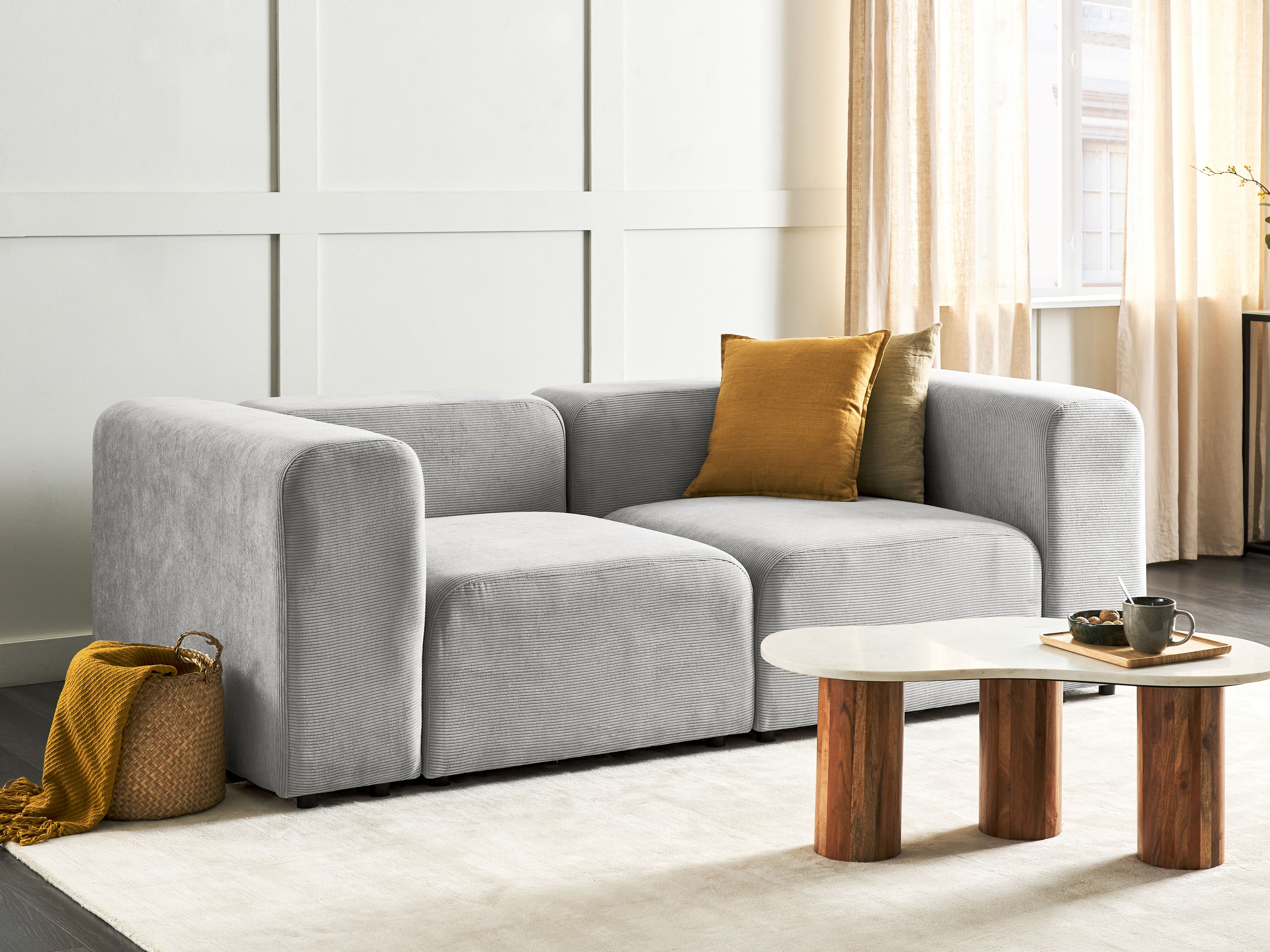 Modular Sofa 2 Seater FALSTERBO Corduroy Grey