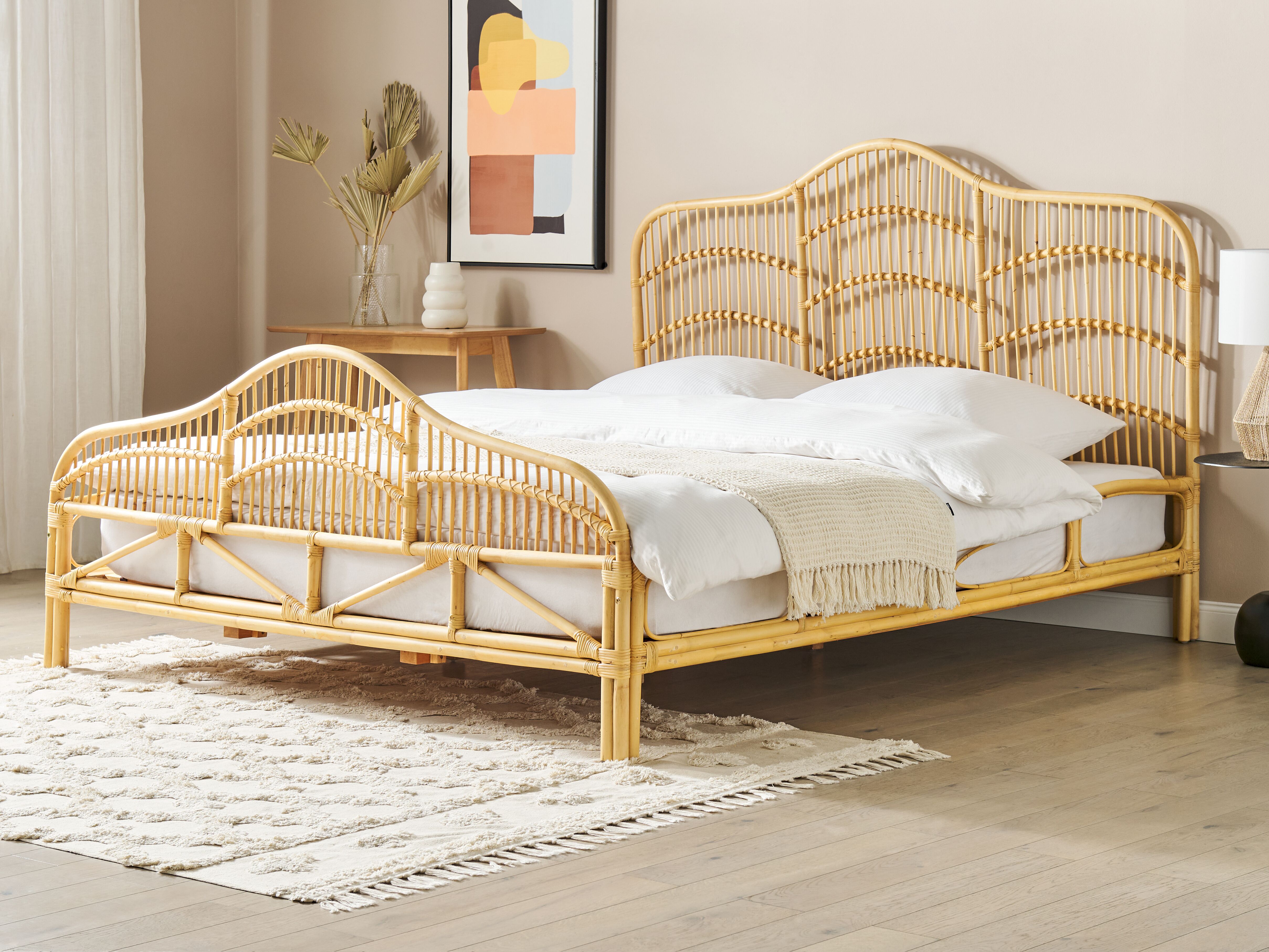 Bed Rattan DOMEYROT 180 x 200 cm (EU Super King) Light Brown