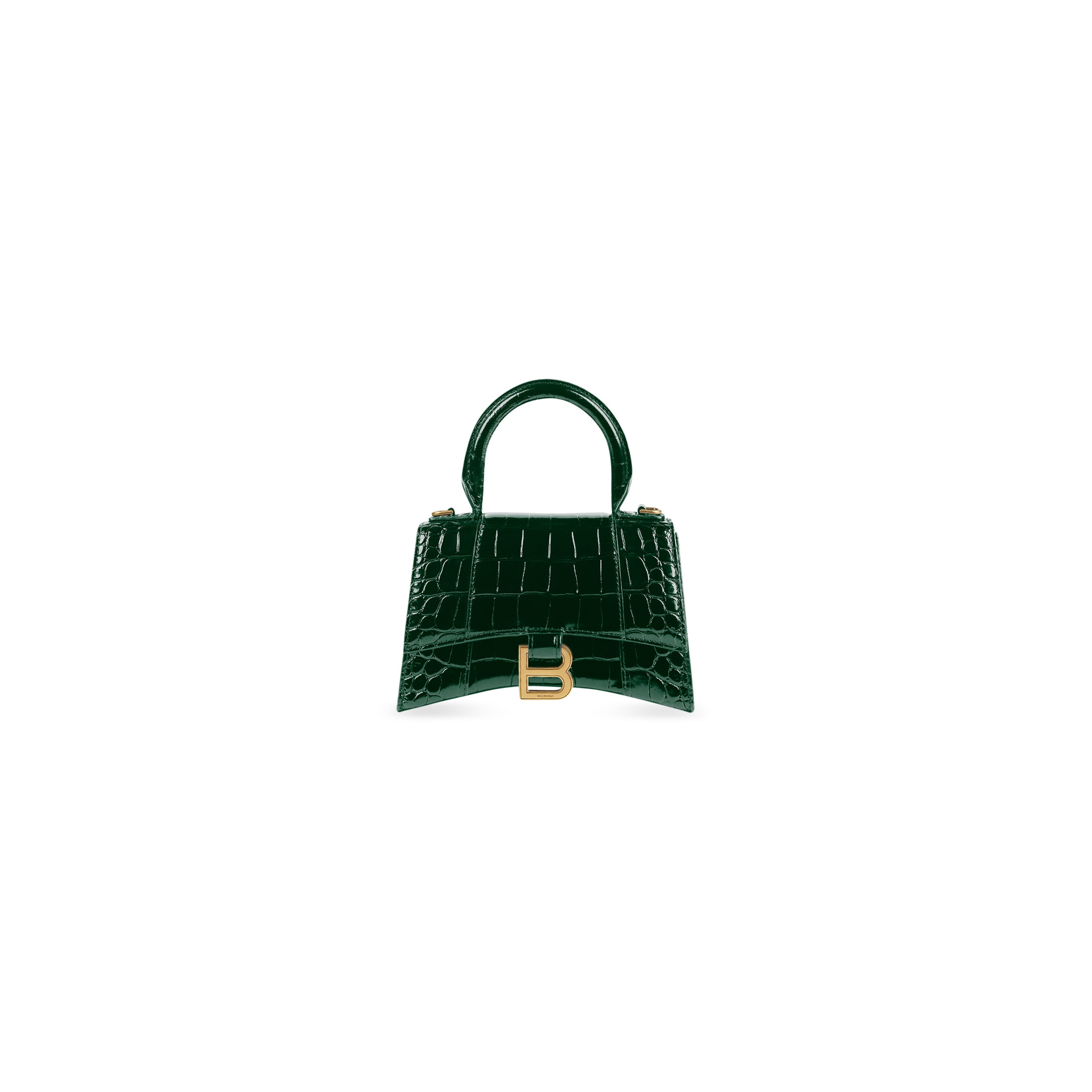 WOMEN'S HOURGLASS XS HANDBAG CROCODILE EMBOSSED IN FOREST GREEN - Replicaclubs
