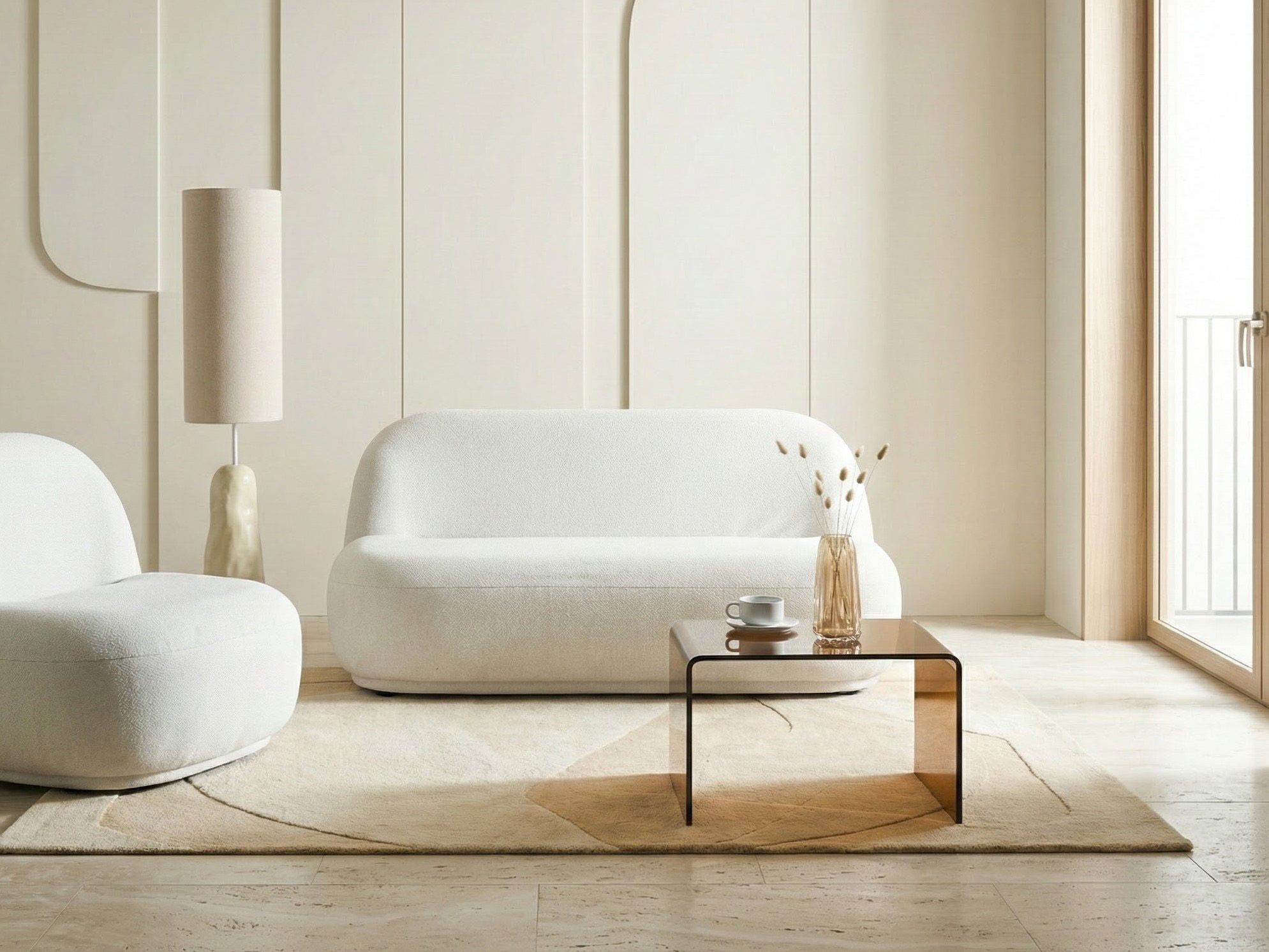 Sofa 2 Seater LOVBERG Fabric Off-White