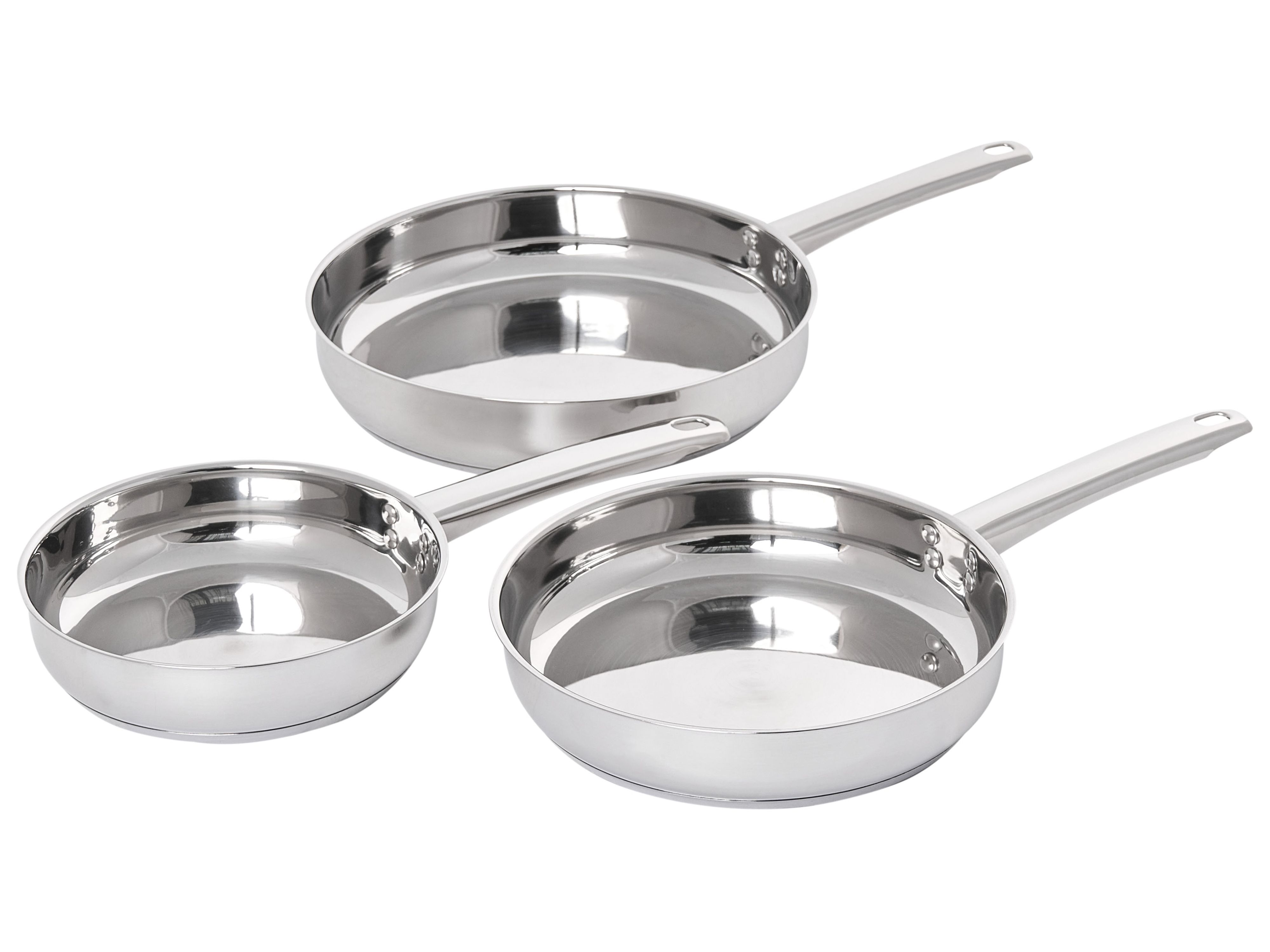 Set of 3 Frying Pans PRIMECOOK Stainless Steel Silver