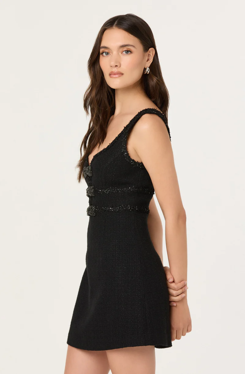 Maira Tweed Bow Mini Dress