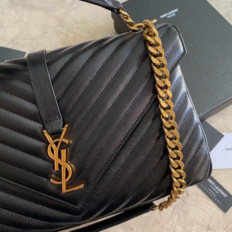 Replica Ysl Saint Laurent Sheepskin Matelasse Chevron Monogram Large College Satchel 392738 Black1:1High-quality replica