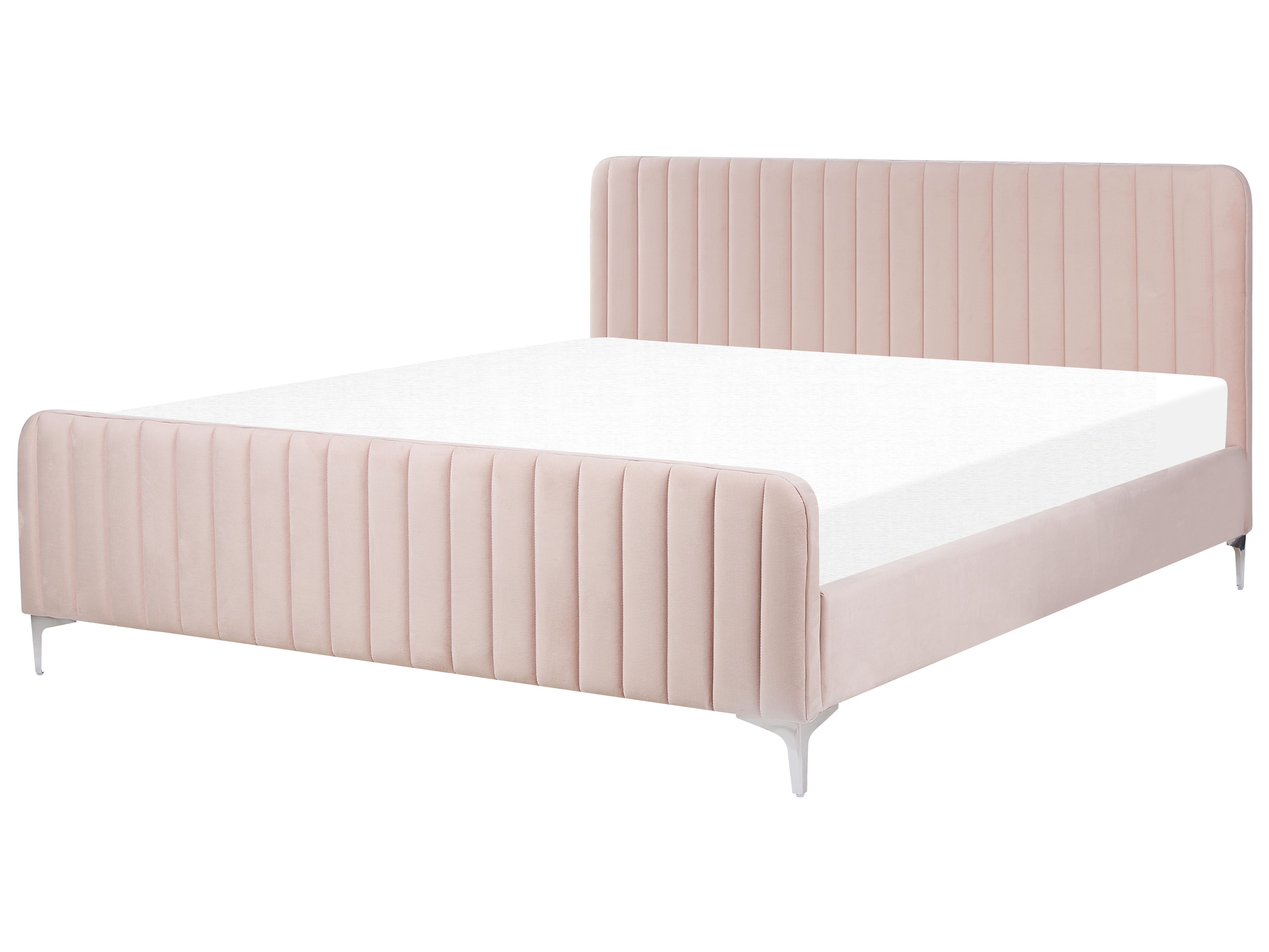 Bed Velvet LUNAN 180 x 200 cm (EU Super King) Pastel Pink