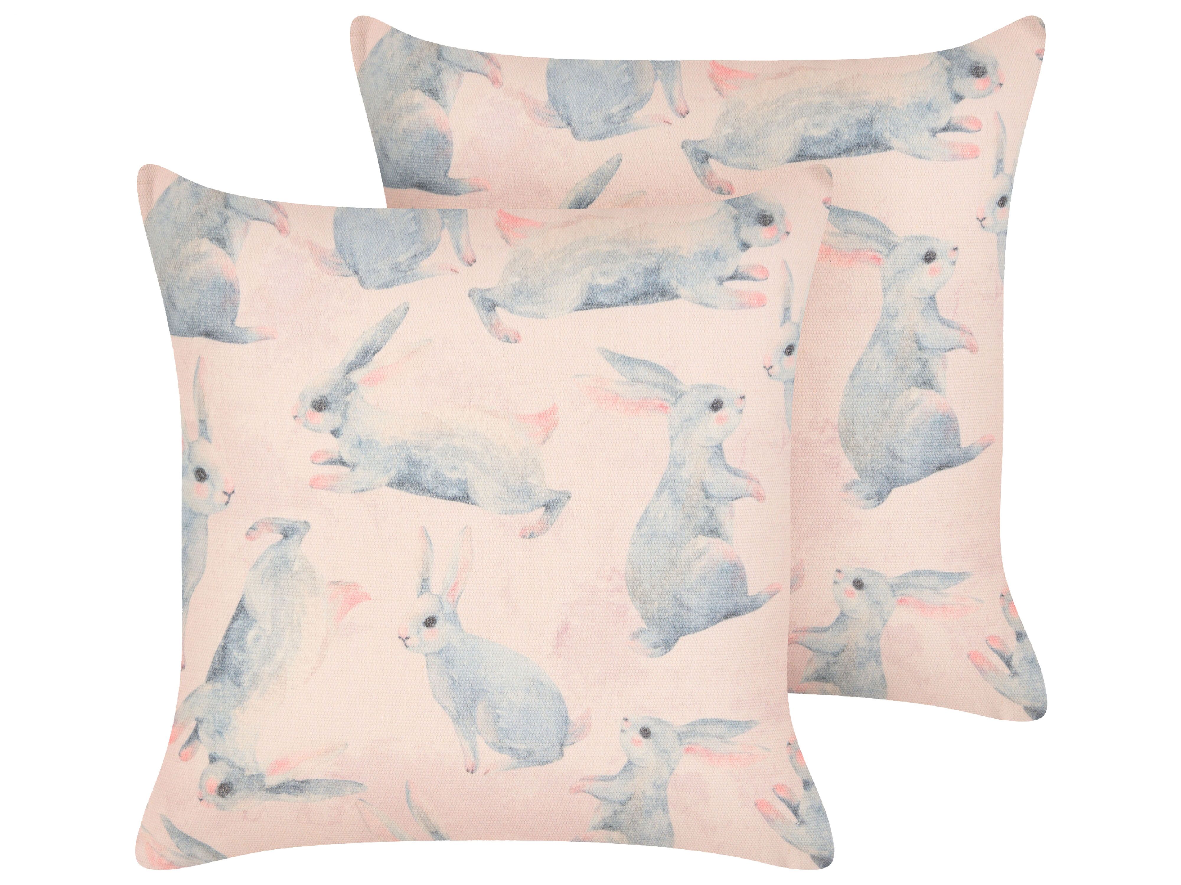 Set of 2 Decorative Cushions RATIBIDA Cotton 45 x 45 cm Pink