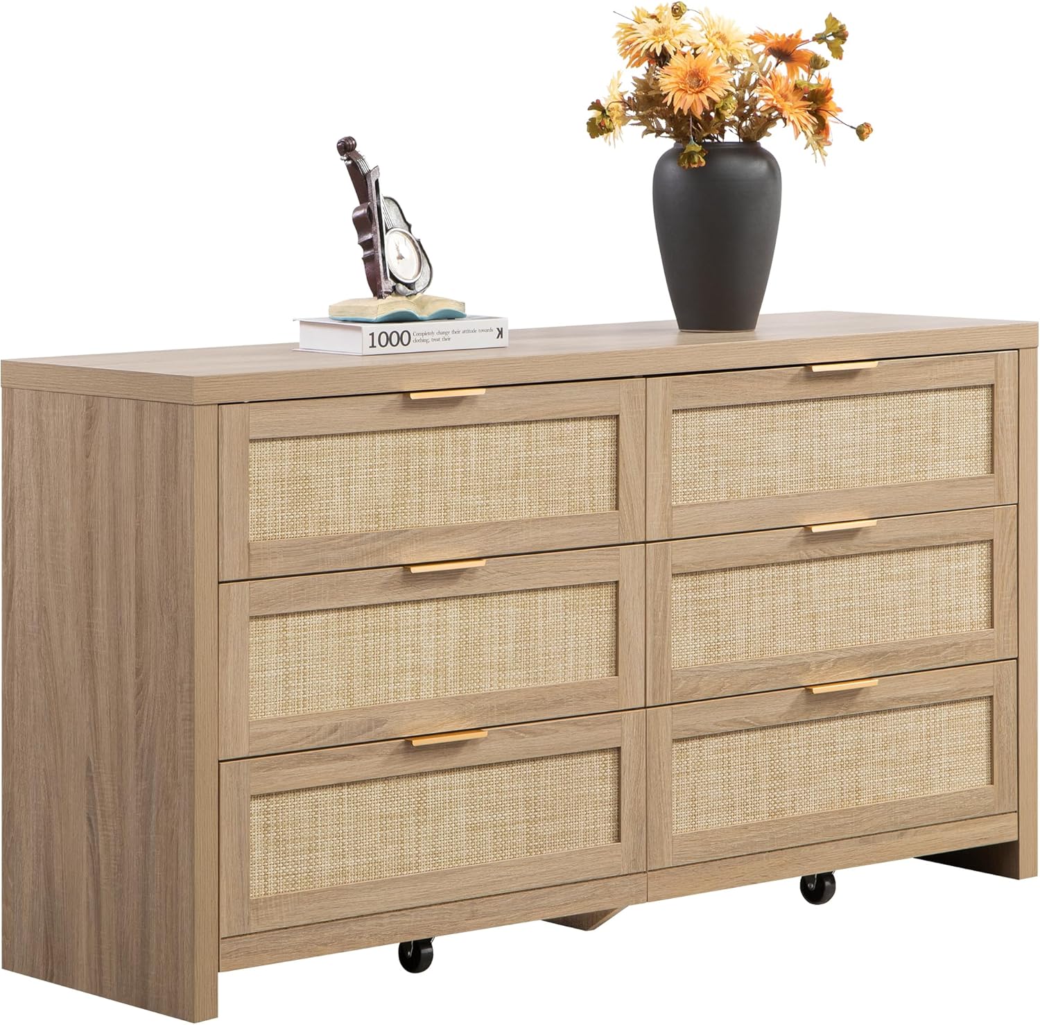 SICOTAS Rattan Dresser for Bedroom, 57