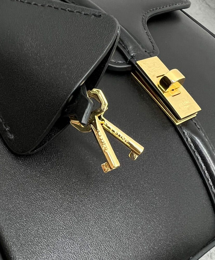 Celine Mini 16 In Natural Calfskin Black1:1High-quality replica