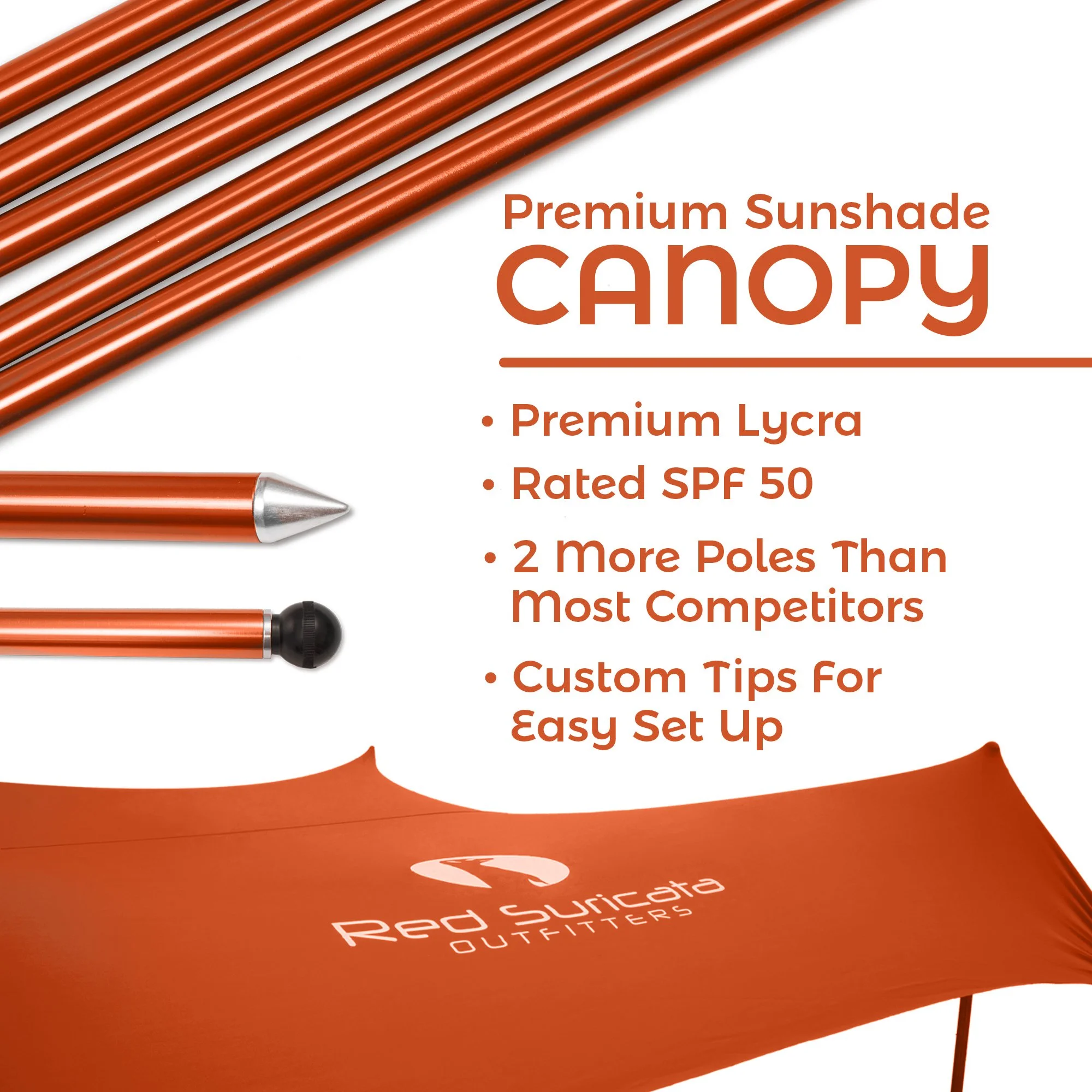 Orange Family Beach Sun Shade Canopy Tent with sand anchors - Image 6