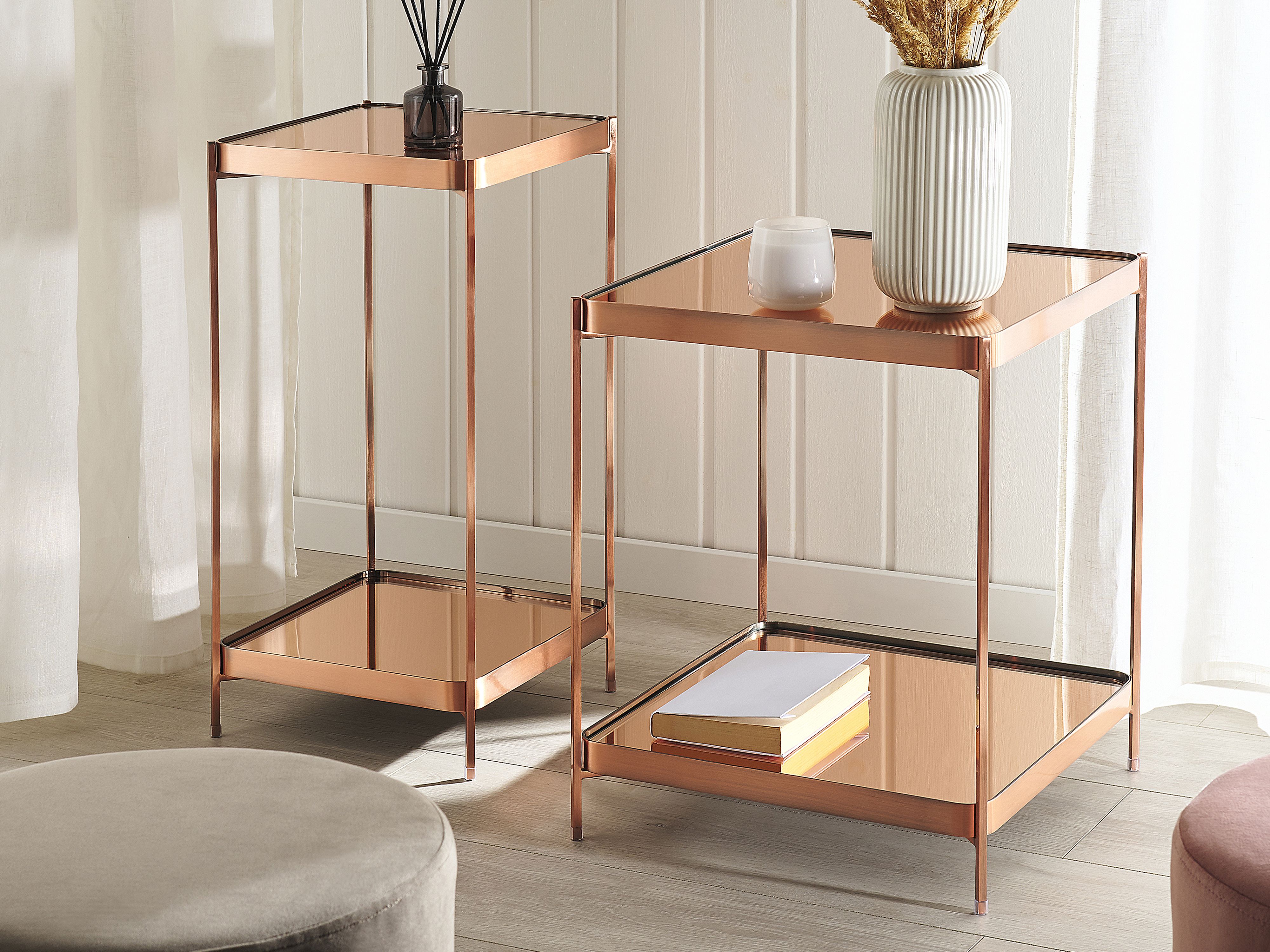 Side Table ALSEA Tempered Glass Copper