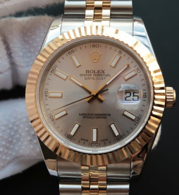 Replica Rolex DateJust II 41mm SS/YG Silver Dial Stick Marker SS/YG Bracelet A2824 - Elite Watch Atelier