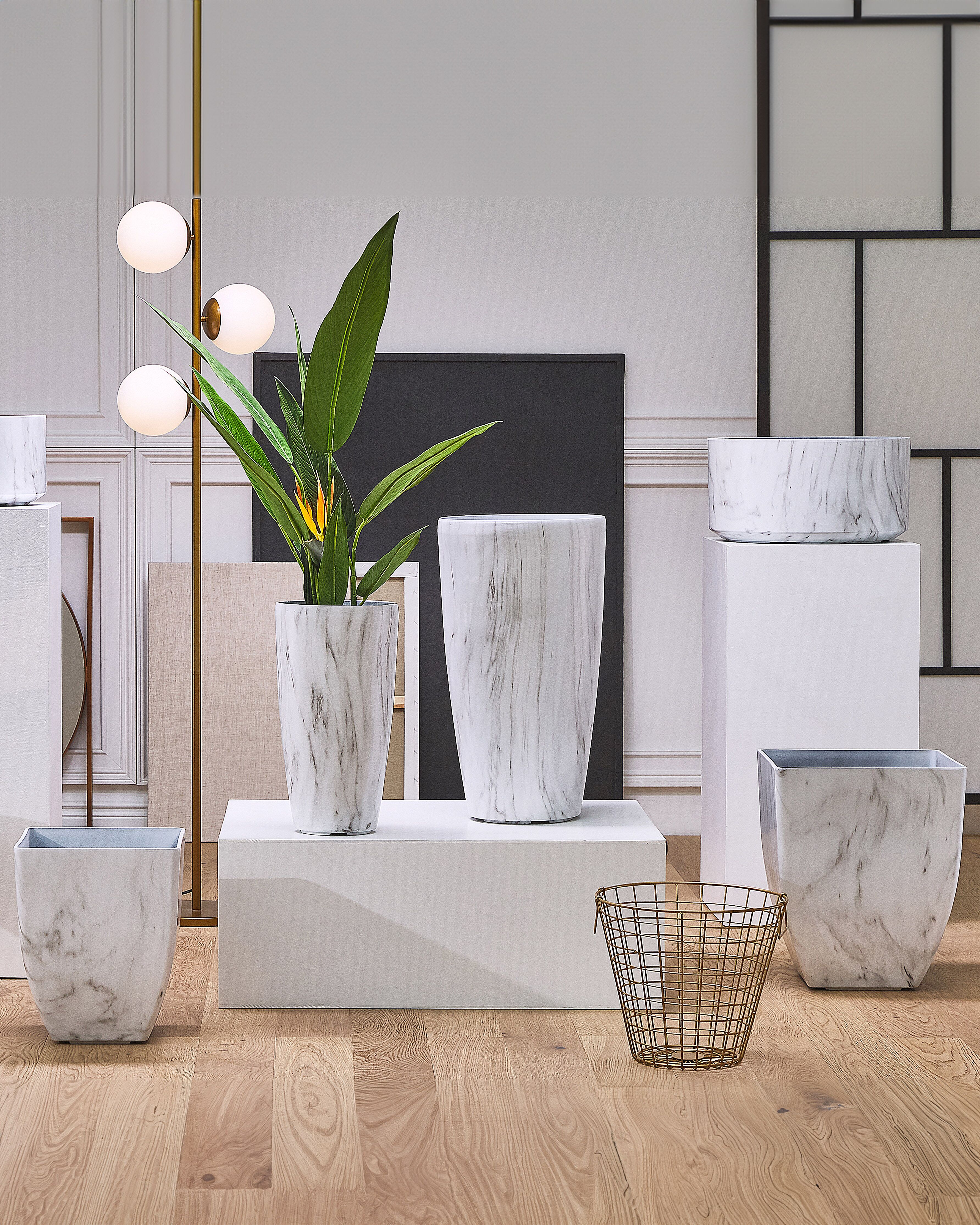 Plant Pot MIRO 35 cm White Marble