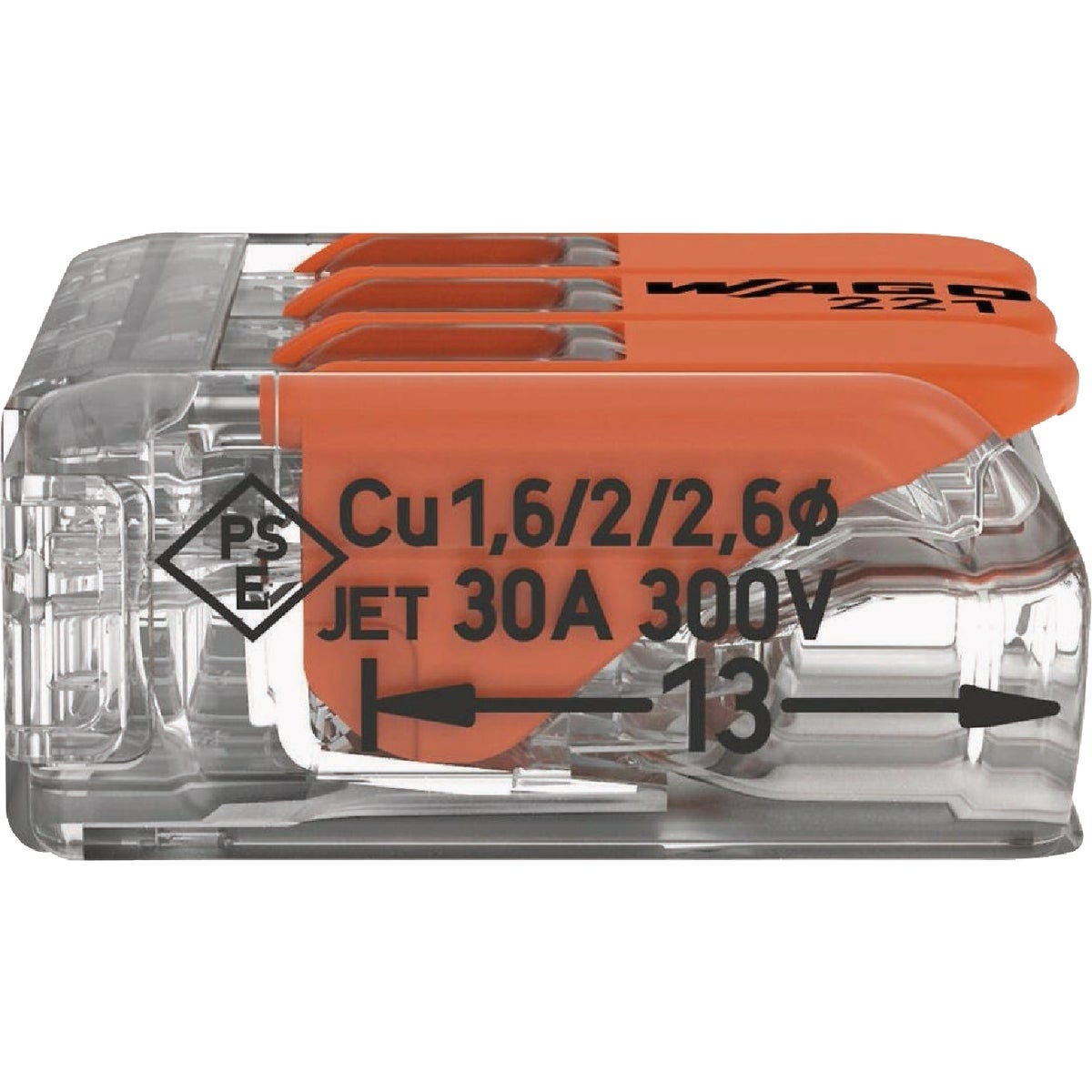 Wago 2-Wire 3-Port 10AWG Lever Connector (10-Pack)