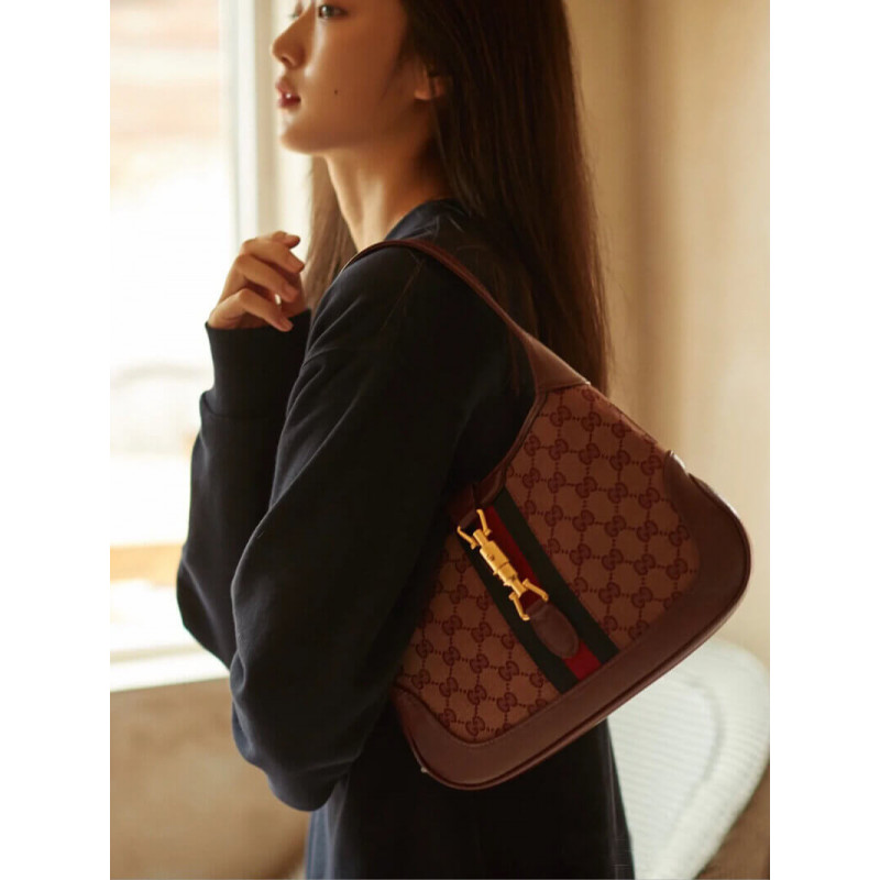 Replica Gucci Jackie 1961 Small Shoulder Bag 636706 In Burgundy Gg Canvas1:1High-quality replica