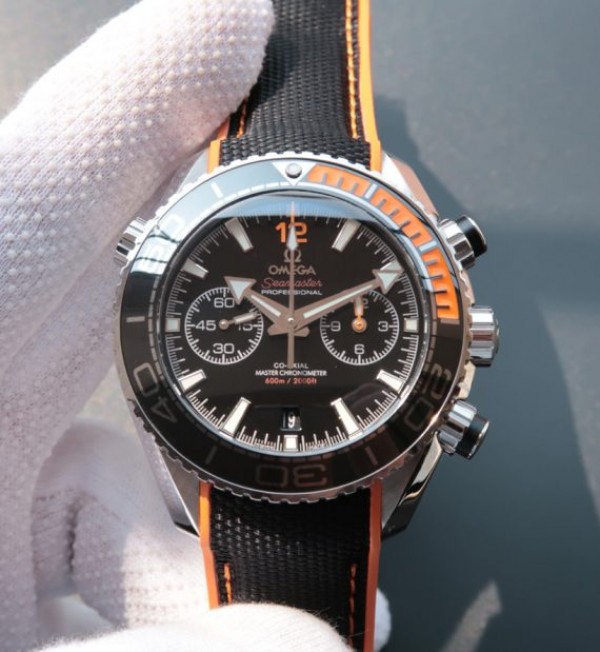 Replica Omega OMF Planet Ocean Master Chronometer SS Black/Orange Bezel Black Dial Nylon A9900 - Top club