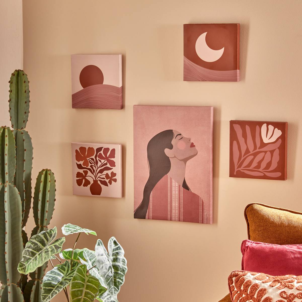 Set of 5 "Cynthia" Canvases Multicolor, 42X30 cm