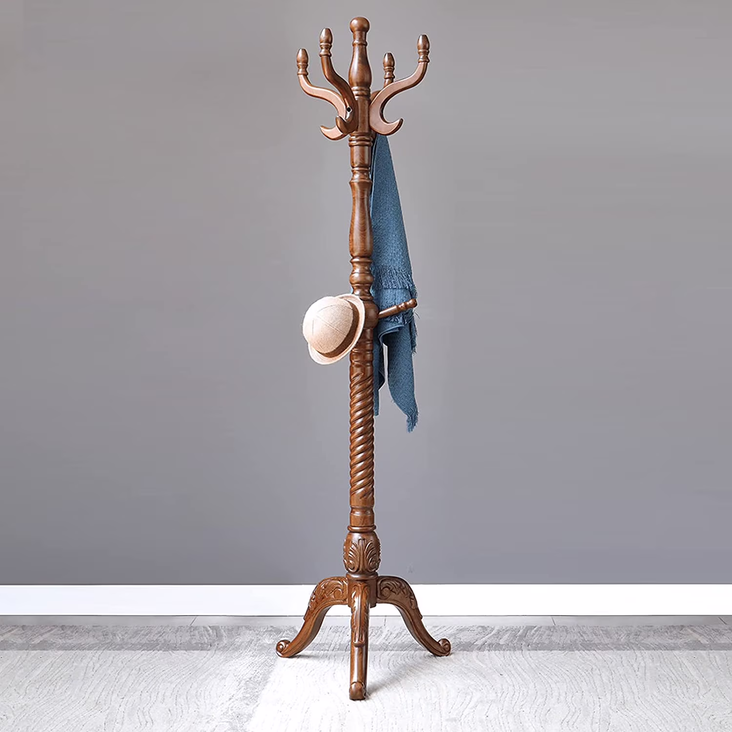 Vintage 79" Coat Tree Stand Heavy Duty Freestanding Clothes Hat Coat Rack Stand with 8 Hooks - Image 3