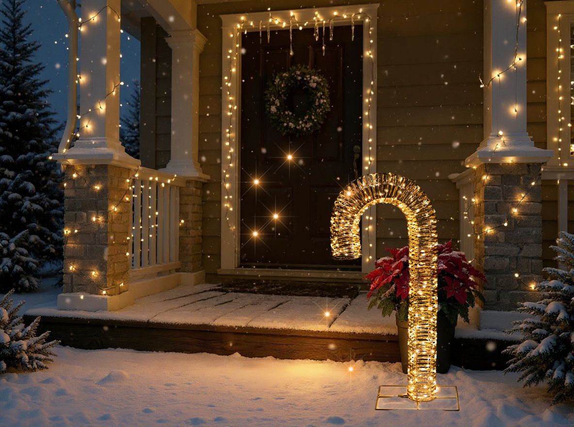 Outdoor Decoration LED HOLMAVIK Candy Cane 74 cm Gold