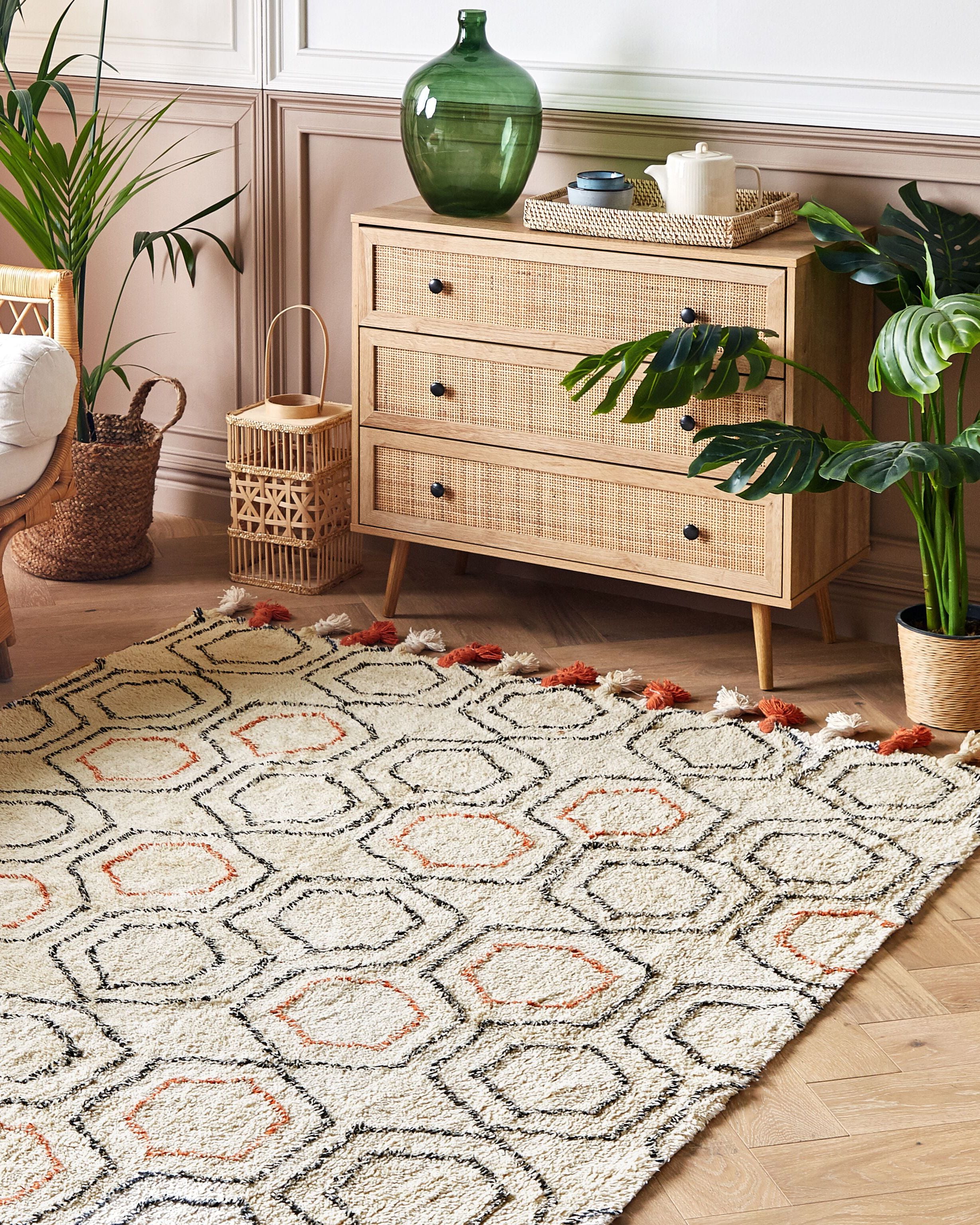 Rug HAJIPUR Beige 160 x 230 cm Cotton