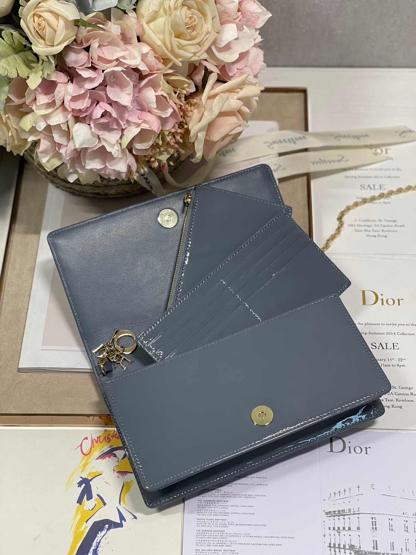 Christian Dior Lady Dior Pouch Smoky blue, For Women, Women’s Handbags 8.5in/21.5cm CD1:1High-quality replica
