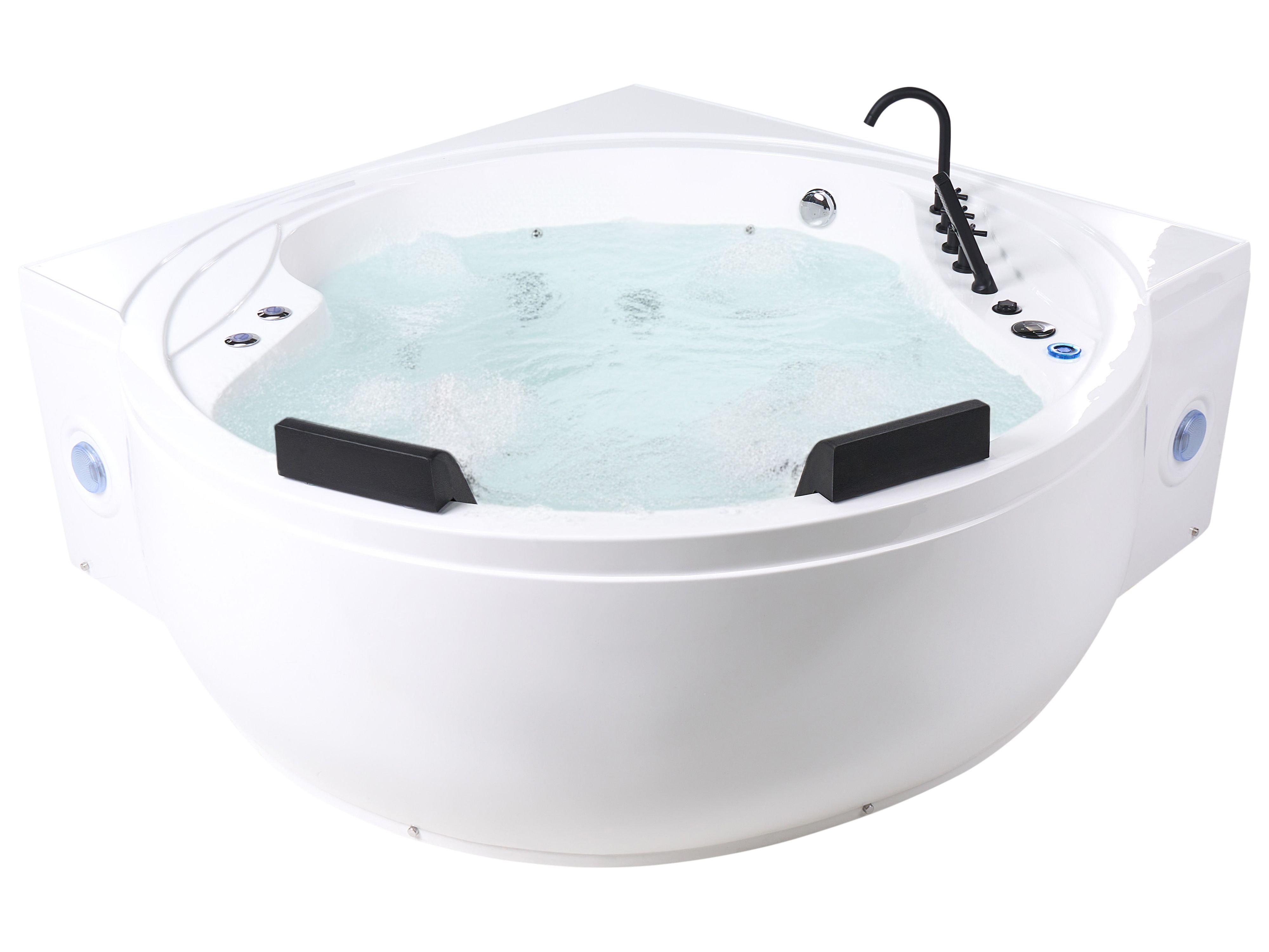 Corner Hot Tub with LED MANRESA with Built-In Bluetooth Speaker 2250 x 1600 mm White