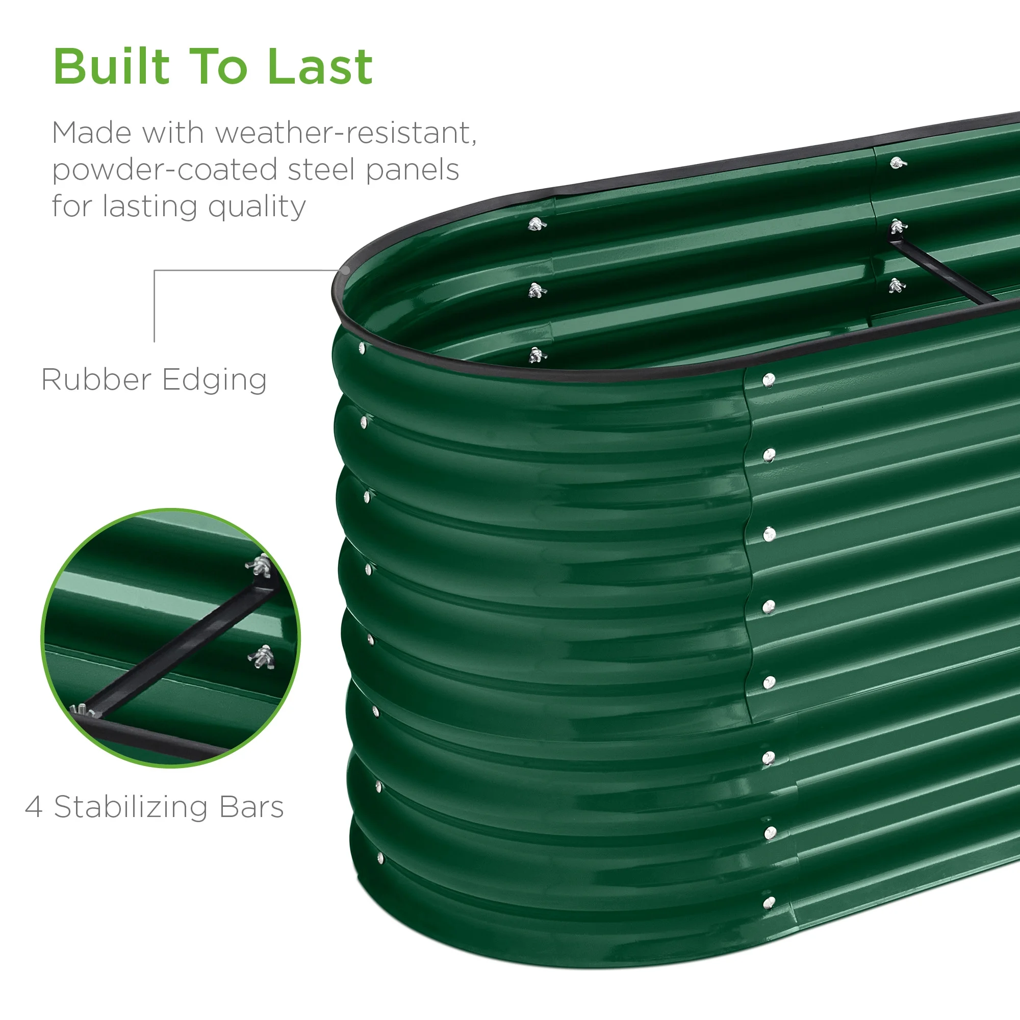 Best Choice Products 8x2x2ft Metal Raised Garden Bed, Oval Outdoor Planter Box w/ 4 Support Bars - Charcoal - Image 24