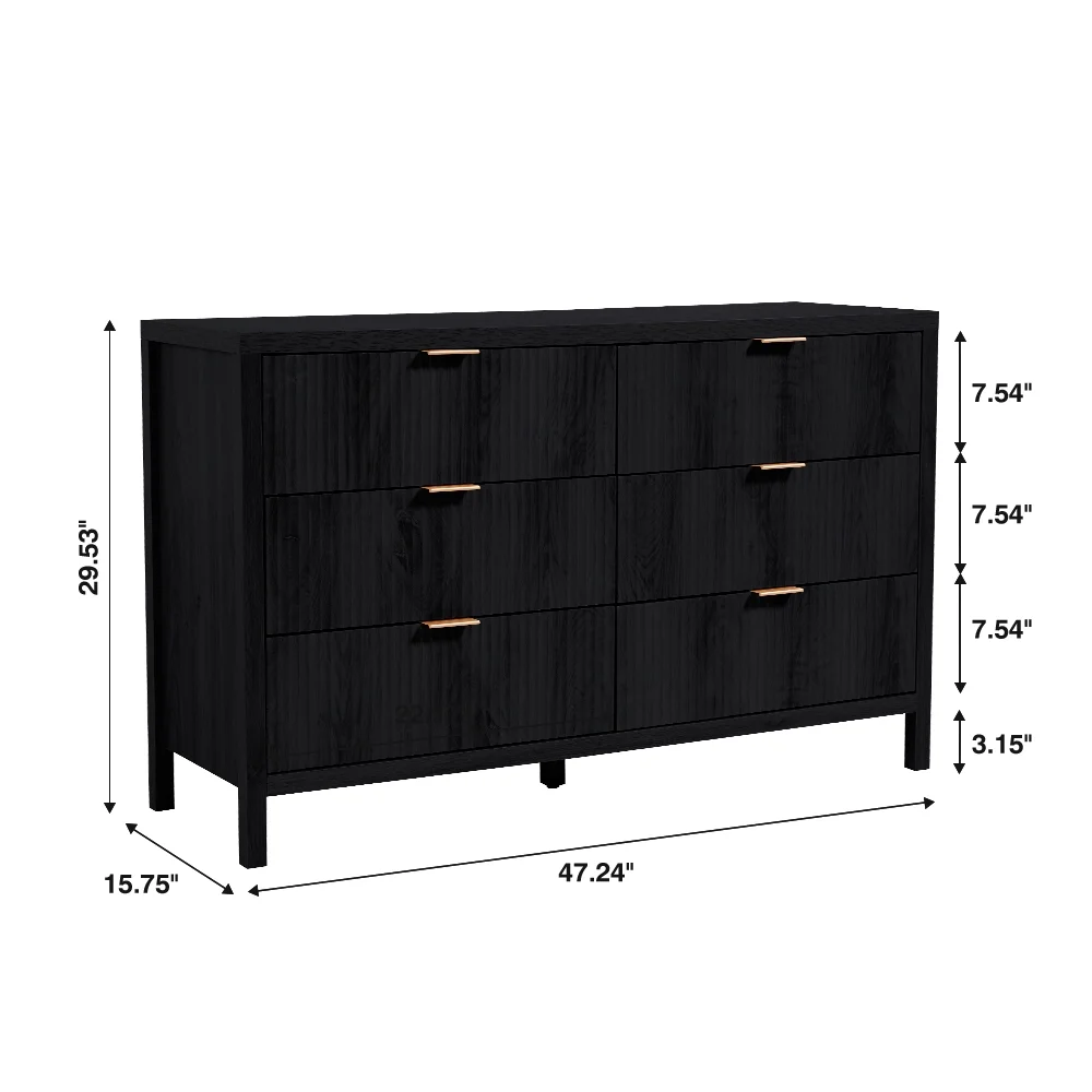 YOCWO Fluted Nightstand for Bedroom Set of 2 , Wood Bedside Table Set of 2 with Drawers, Black - Image 19