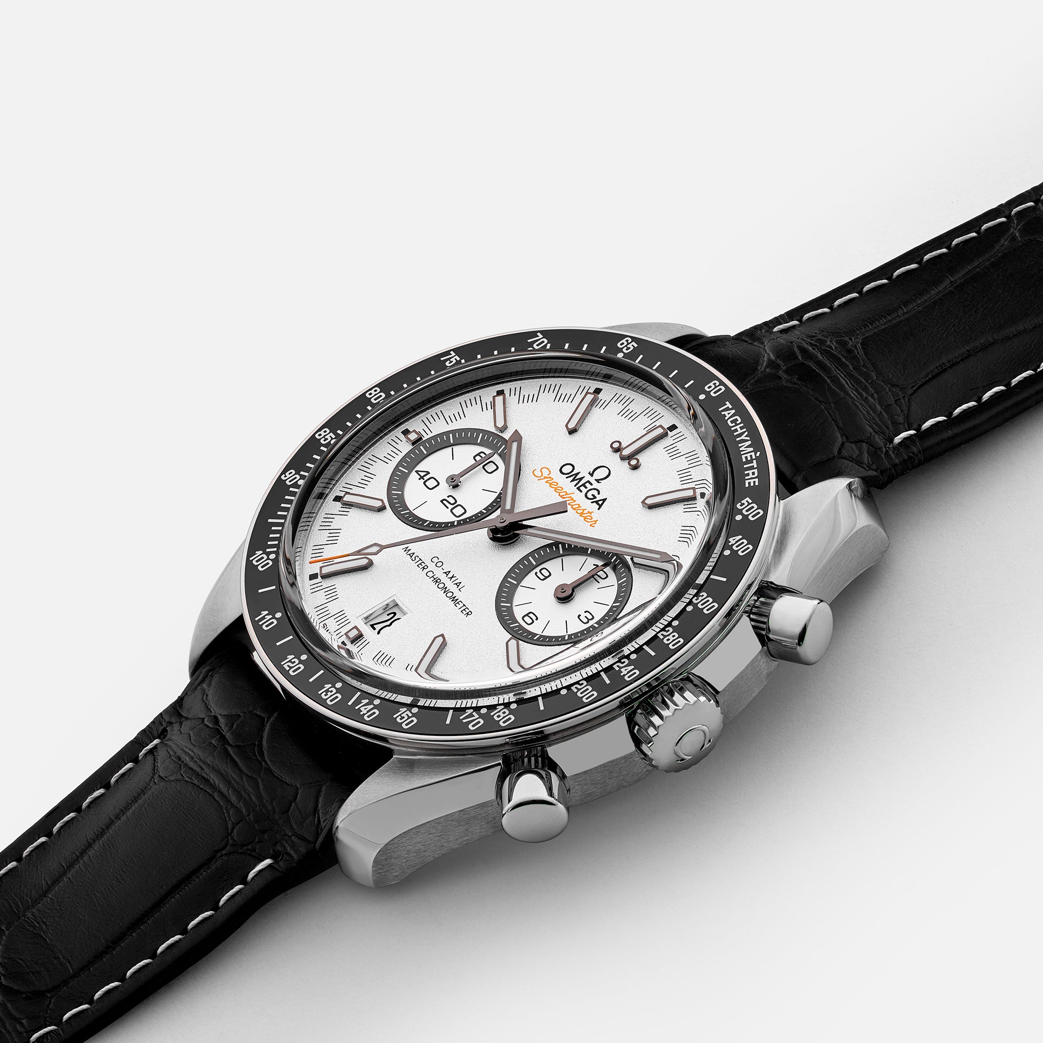 Speedmaster Racing Co-Axial Master Chronometer Chronograph 44.25mm White Dial On Strap(1:1 replica) - Top club