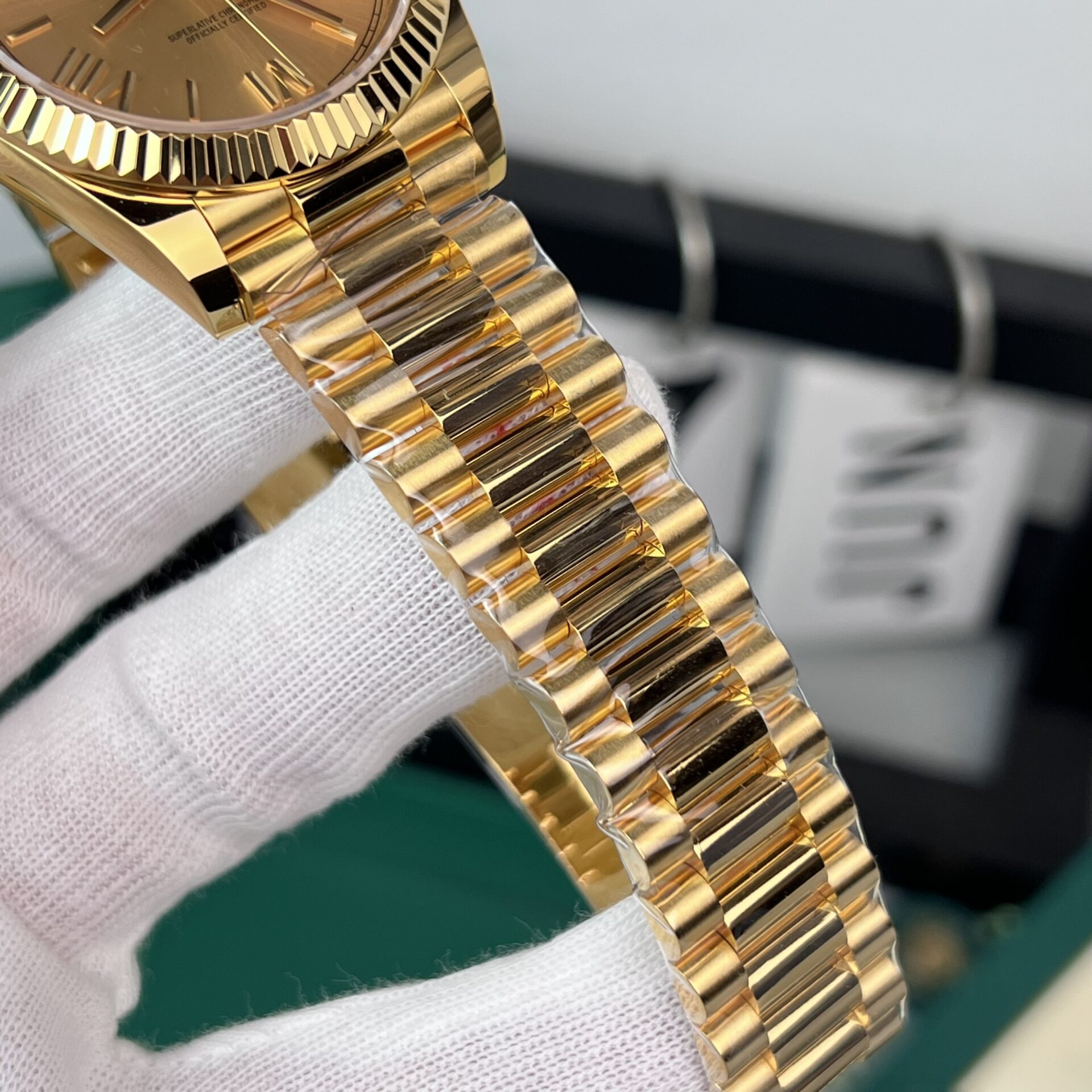 Rolex Day-Date Gold Wrapped Replica Watch Champagne Gold Dial GM V2 40mm - Top club