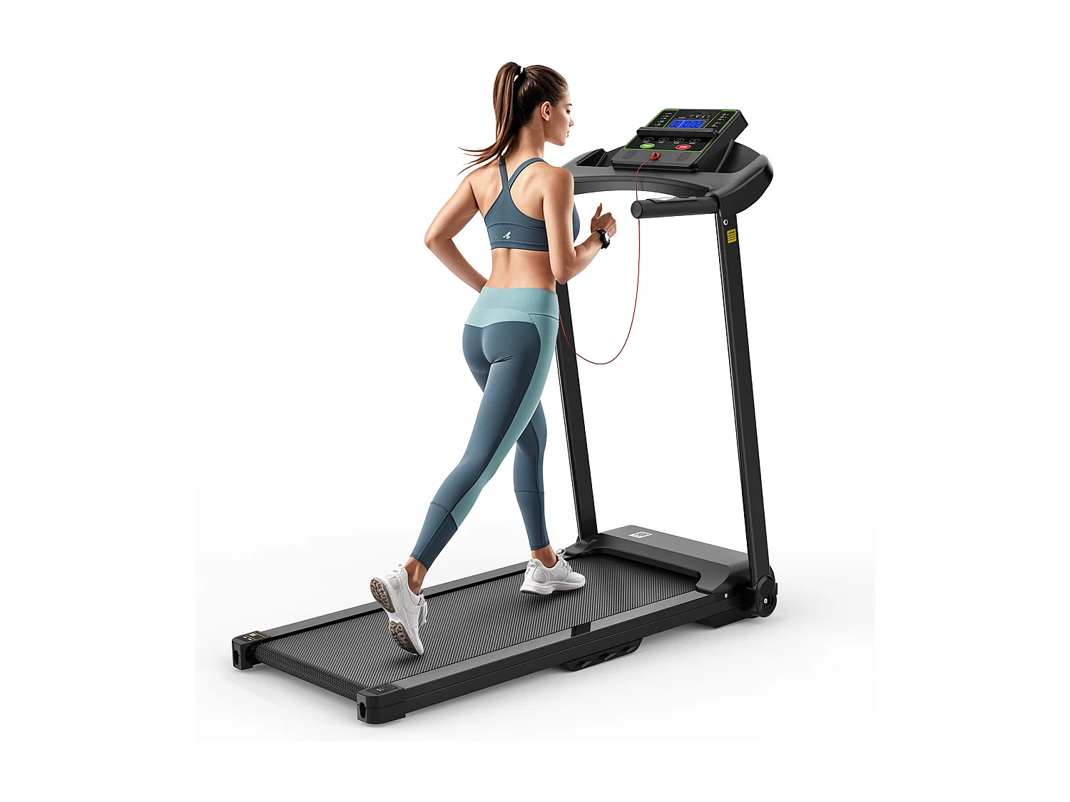 Tapis de course pliable 2-en-1 pour bureau et maison, avec affichage LED, support tablette, vitesse jusqu'à 12 km/h (121x63x104 cm)