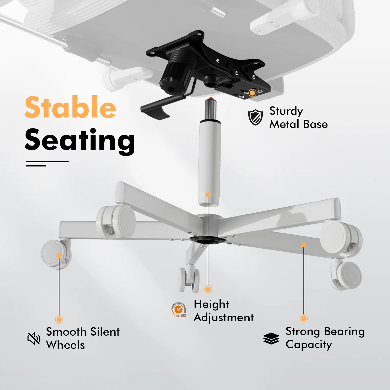 HomeZeer Ergonomic Cross-Legged Office Chair with Footrest & Headrest, Heavy Duty Executive Desk Chair with Flip-up Armrests, Corduroy Fabric Computer Criss Cross Chair for Home Office, Black - Image 22
