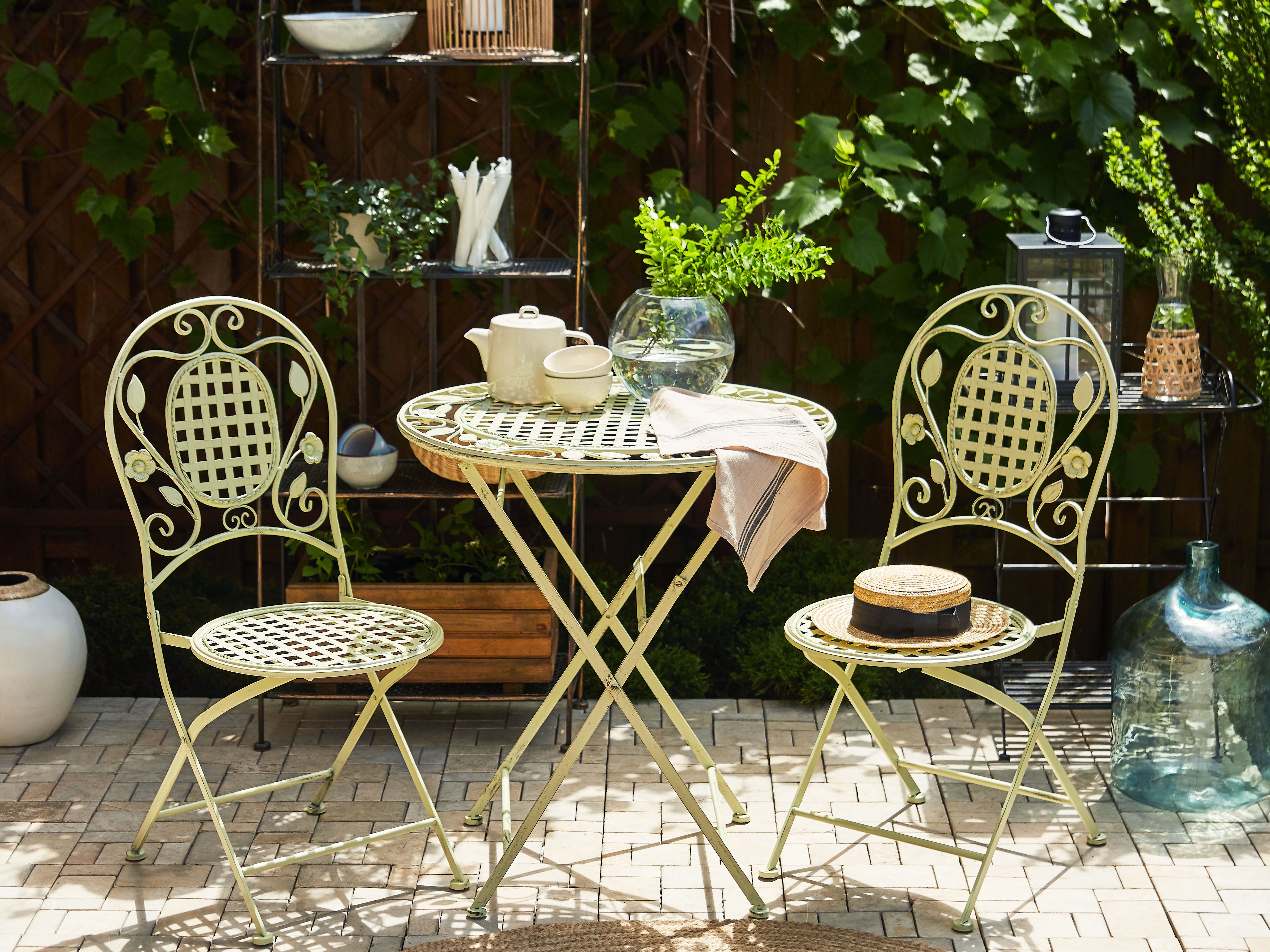 Bistro Set Folding BIVIO Metal Light Green